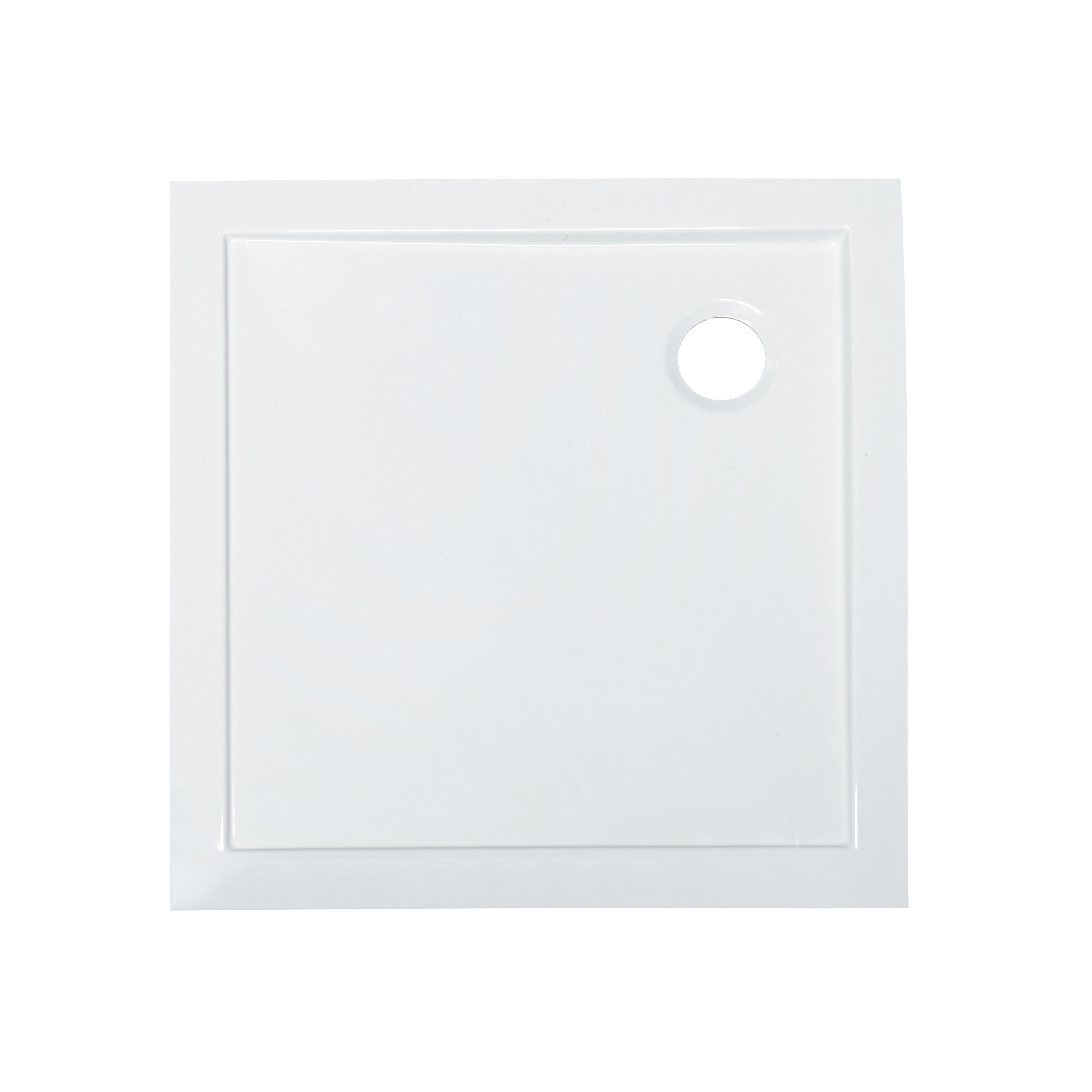 GoodHome Vorma Gloss White Rectangular Corner drain Shower tray (L)760mm (W)760mm (H) 40mm