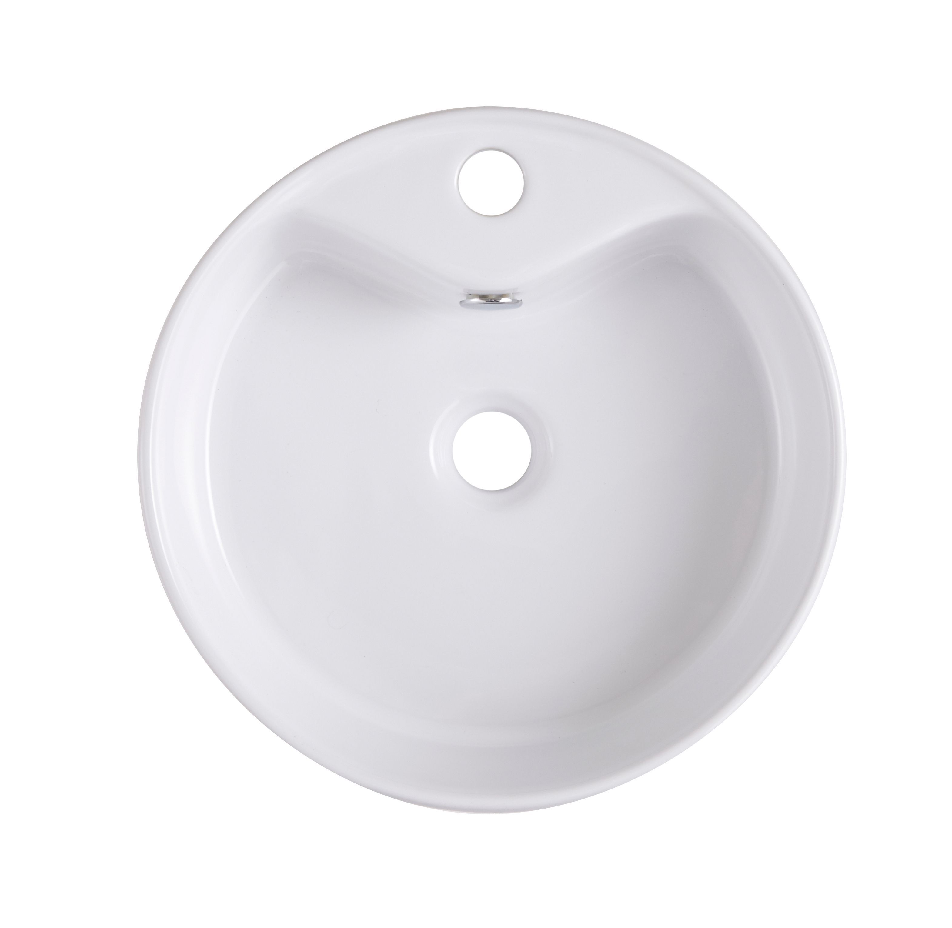 GoodHome Vorma Gloss White Round Counter top Basin (W)38.4cm - 3