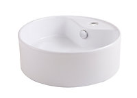 GoodHome Vorma White Round Counter-mounted Counter top Basin
