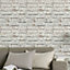 GoodHome Vulpin White Brick Smooth Wallpaper Sample