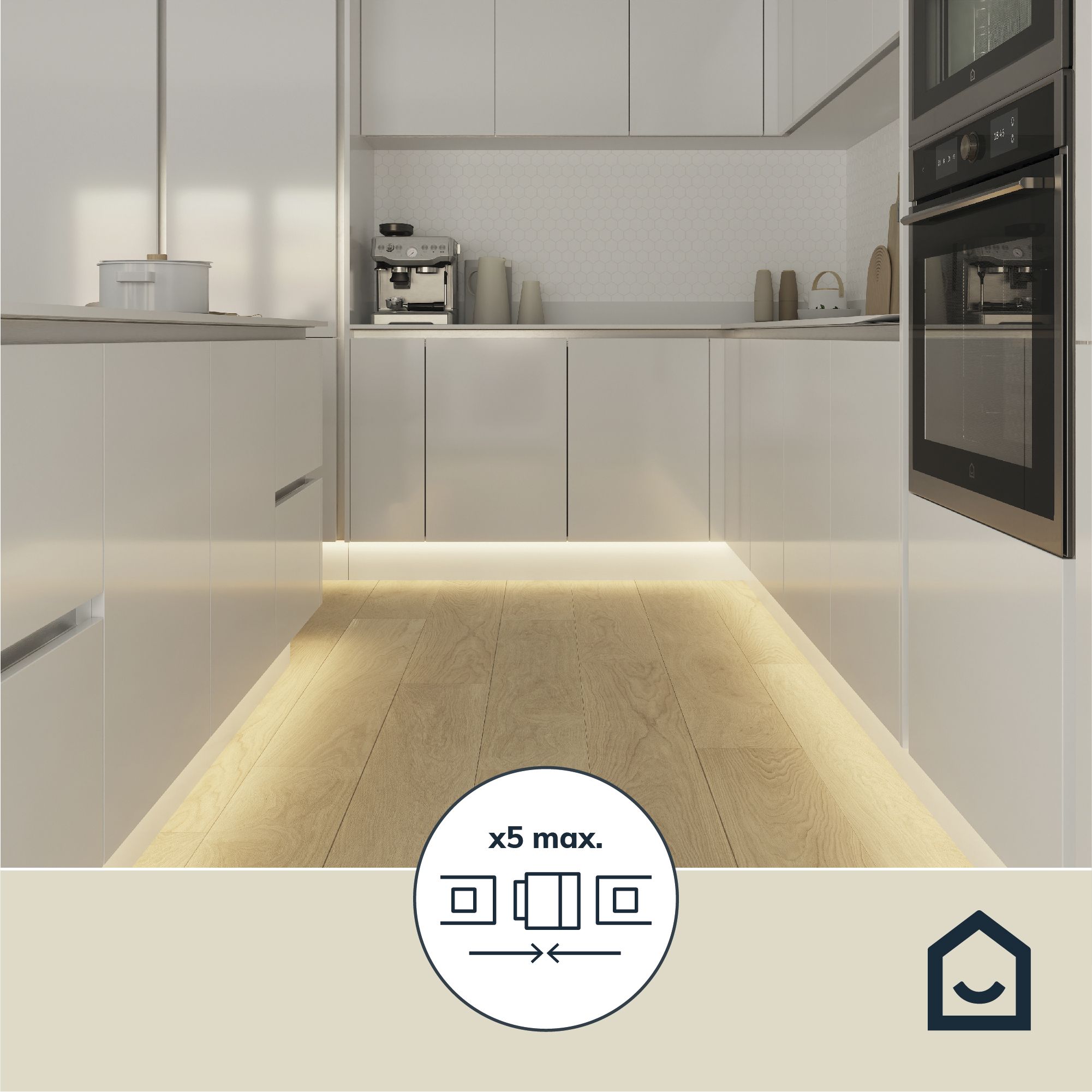 GoodHome Waldeck Mains-powered (plug-in) LED Neutral white Strip light IP20 400lm 4000K (L)1m
