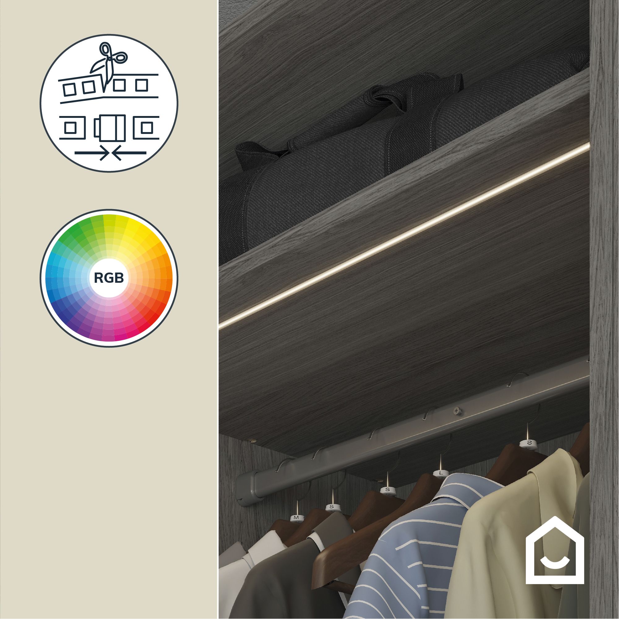 GoodHome Waldeck Mains-powered (plug-in) LED Neutral white Strip light PIR IP20 2000lm 4000K (L)5m