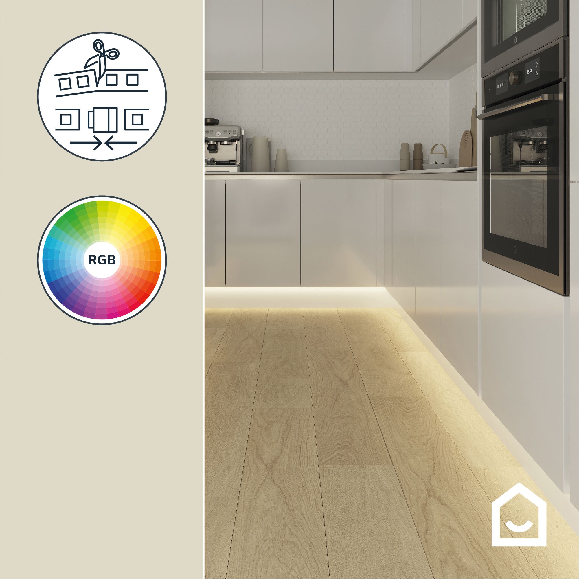 GoodHome Waldeck Mains-powered (plug-in) LED RGB & neutral white Strip light IP20 2000lm 4000K (L)5m