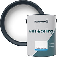 GoodHome Walls & Ceilings Brilliant white Vinyl matt Emulsion paint, 5L