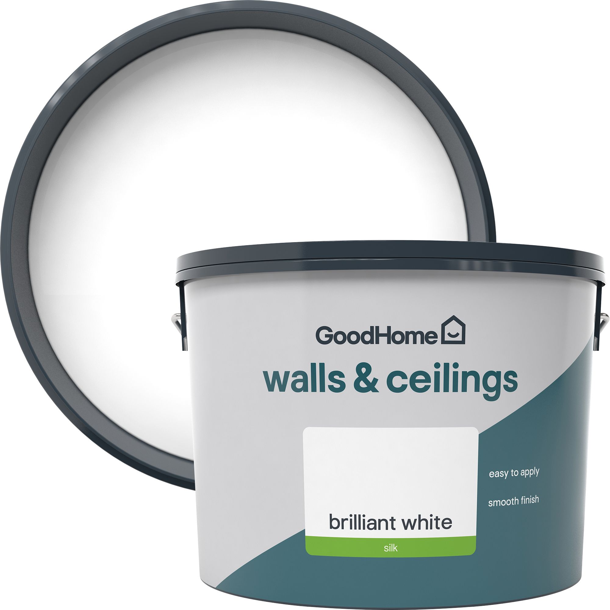 GoodHome Walls & Ceilings Brilliant white Vinyl silk Emulsion paint ...