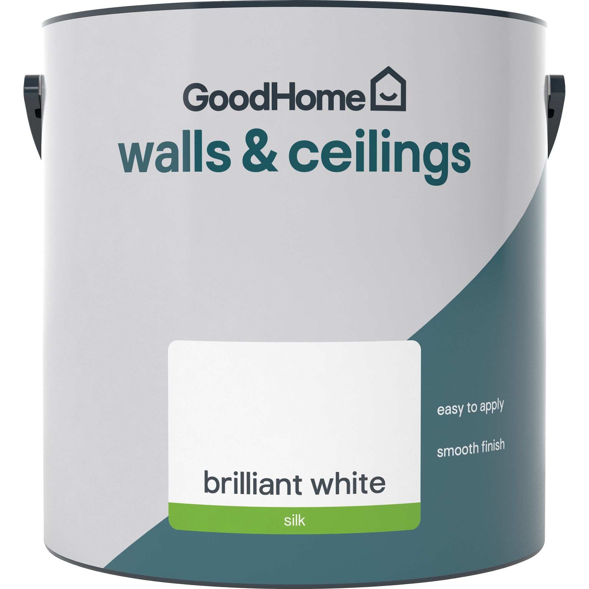 GoodHome Walls & Ceilings Brilliant white Vinyl silk Emulsion paint, 2.5L