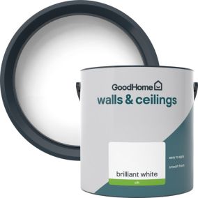GoodHome Walls & Ceilings Brilliant white Vinyl silk Emulsion paint, 2.5L