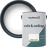 GoodHome Walls & Ceilings Brilliant white Vinyl silk Emulsion paint, 5L