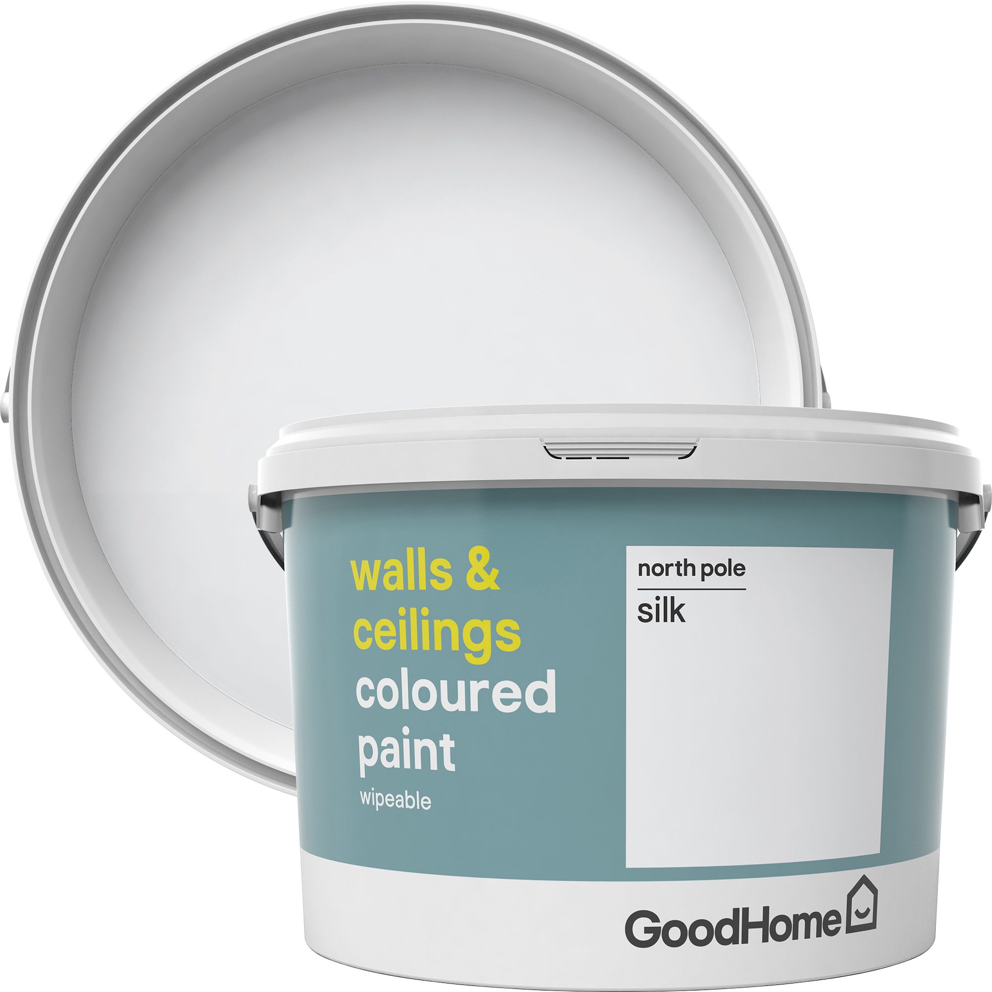 GoodHome Walls & ceilings North pole Silk Emulsion paint, 2.5L DIY at B&Q