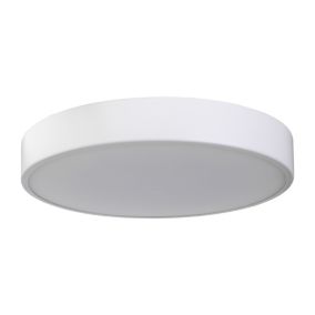 GoodHome Wapta Flush Matt Metal & plastic White Bathroom LED Ceiling light