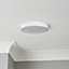 GoodHome Wapta Flush Matt Metal & plastic White Bathroom LED Ceiling light