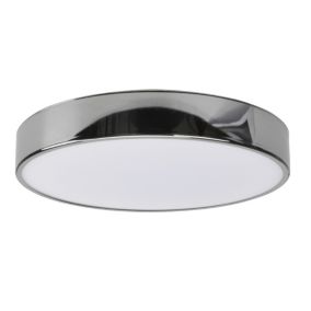 GoodHome Wapta Flush Metal & plastic Chrome effect Bathroom LED Ceiling light