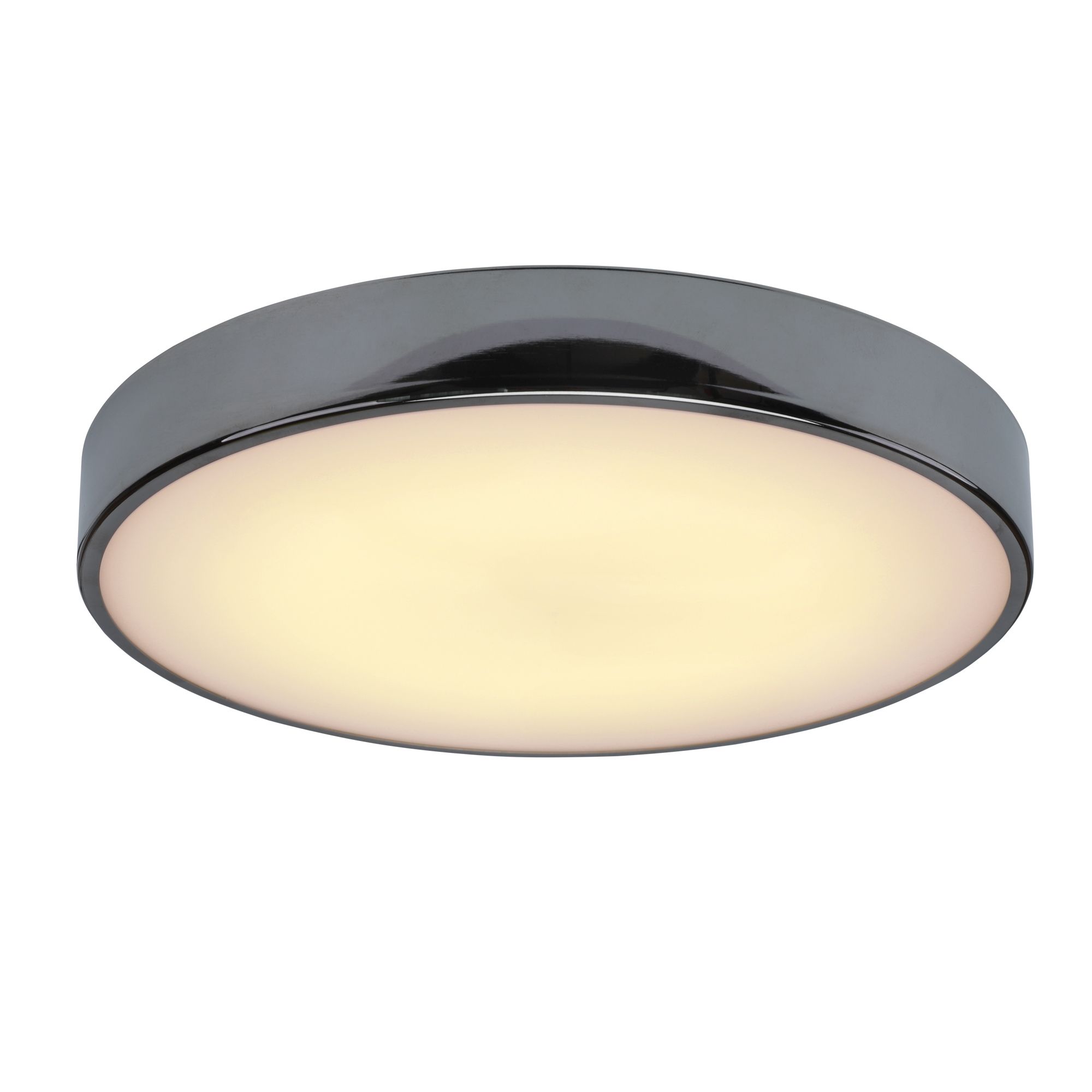 GoodHome Wapta Flush Metal & plastic Chrome effect Bathroom LED Ceiling light