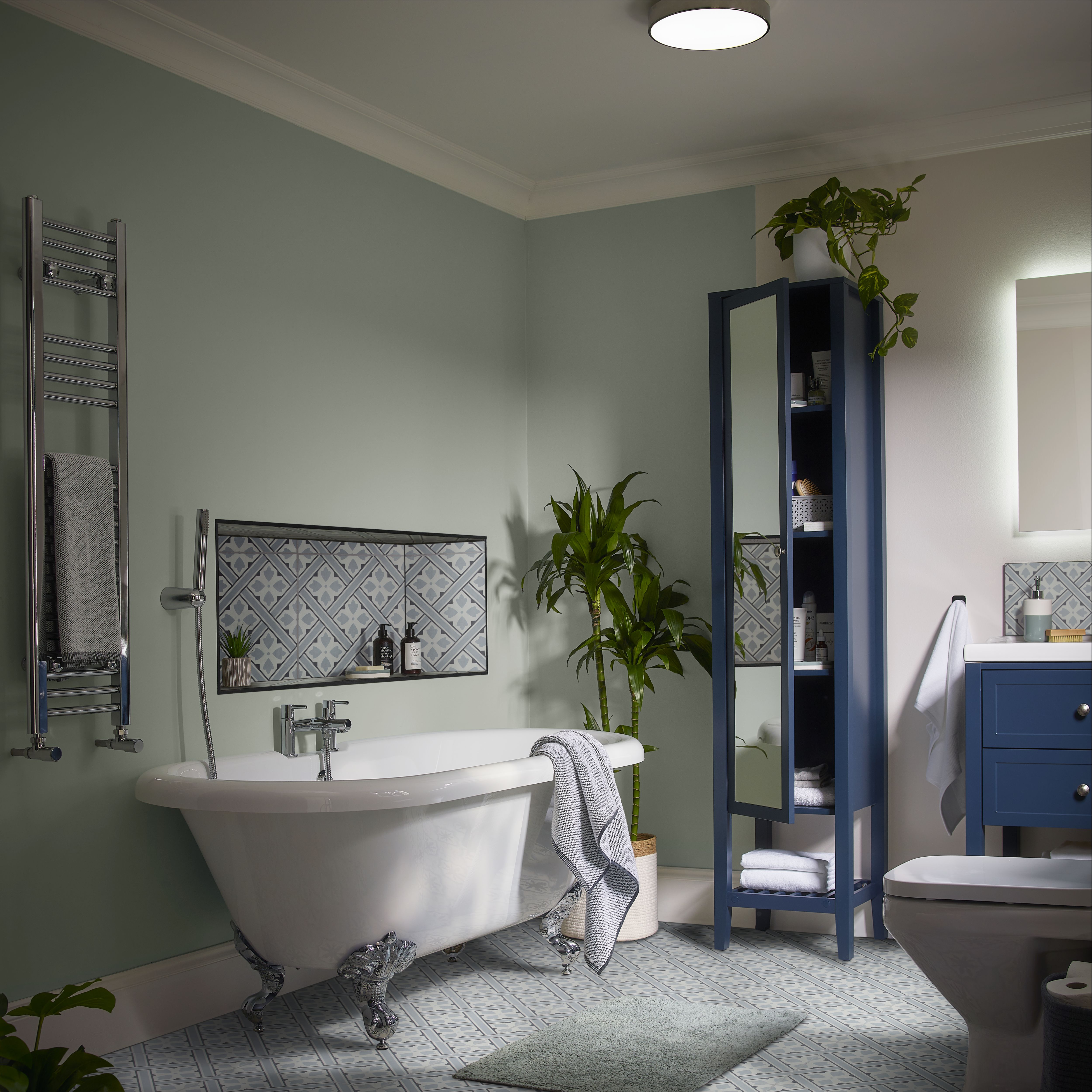 GoodHome Wapta Flush Metal & plastic Chrome effect Bathroom LED Ceiling light