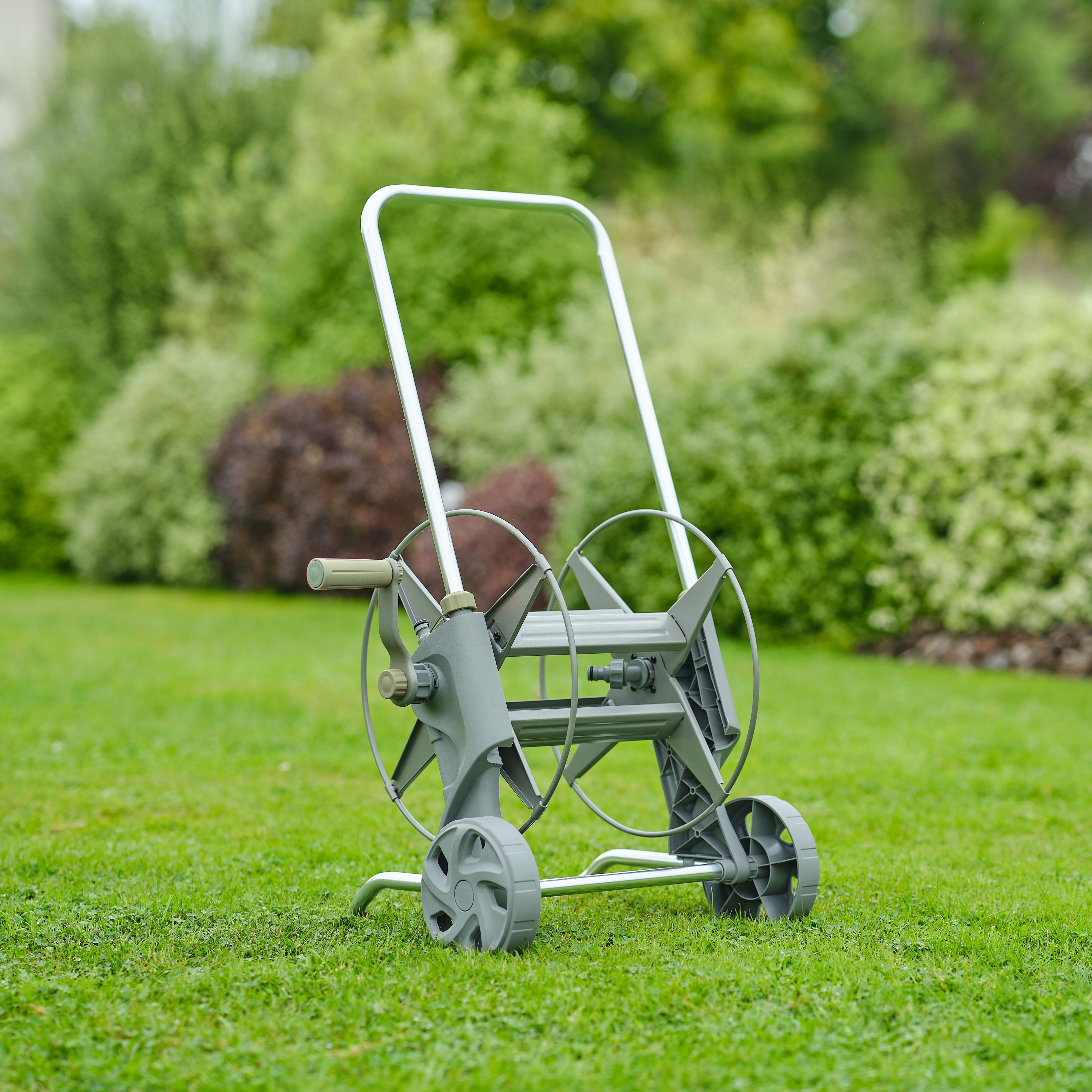 GoodHome Watering Grey Freestanding Empty hose cart With wheels