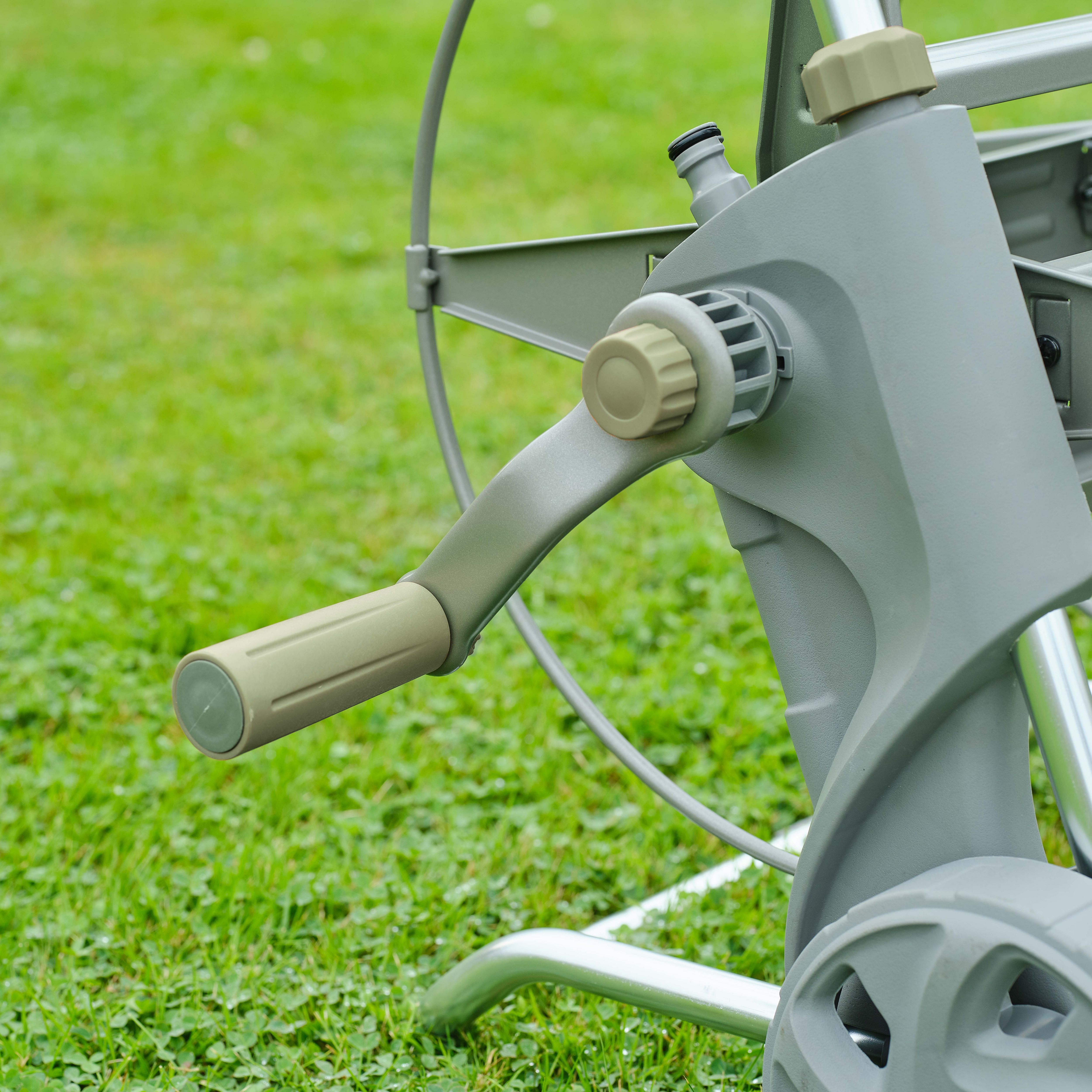 GoodHome Watering Grey Freestanding Empty hose cart With wheels