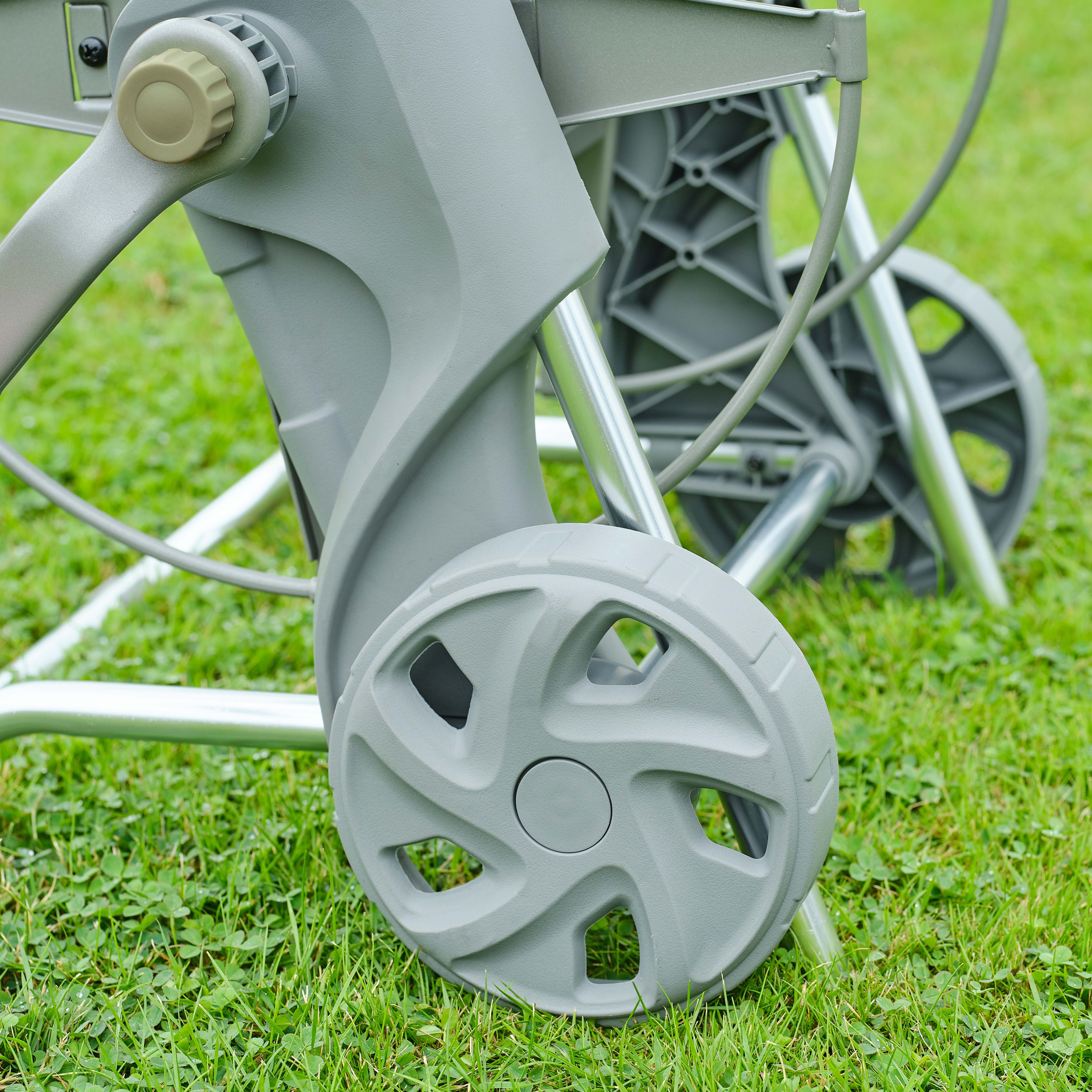GoodHome Watering Grey Freestanding Empty hose cart With wheels