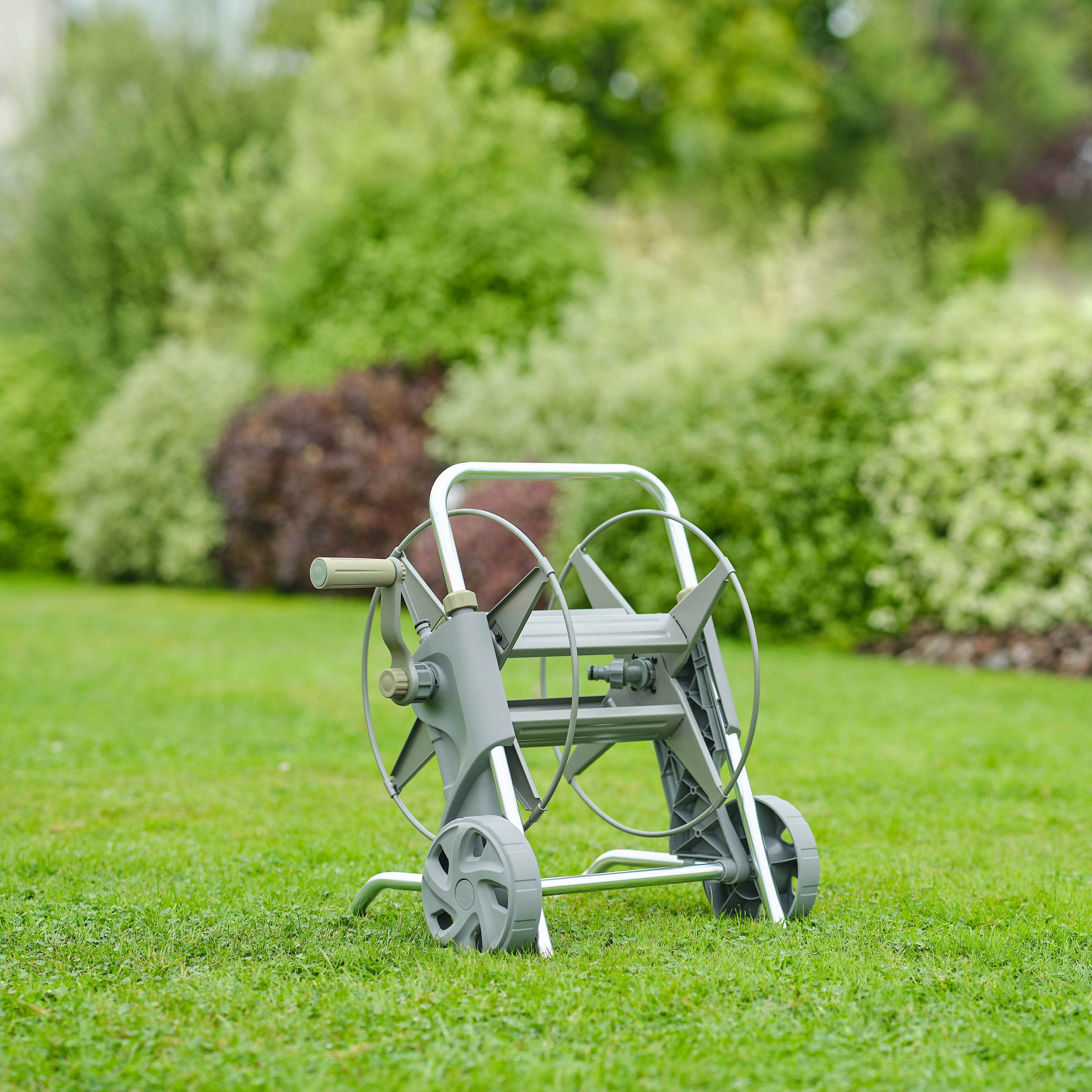 GoodHome Watering Grey Freestanding Empty hose cart With wheels