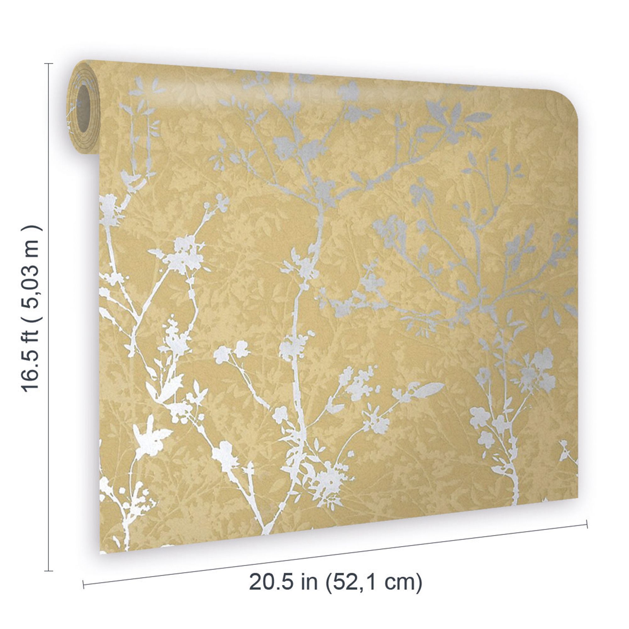 GoodHome Wavendon Yellow Silver effect Sprig Textured Wallpaper - 6