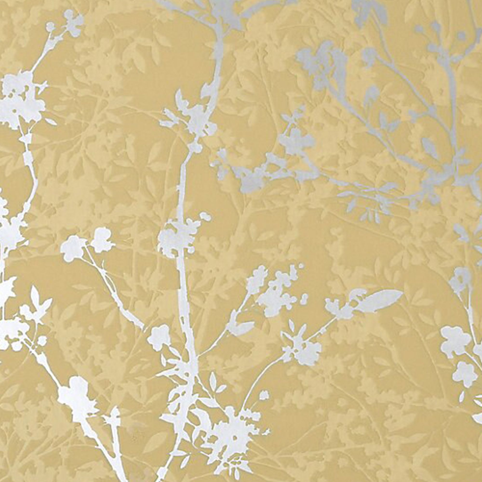 GoodHome Wavendon Yellow Silver effect Sprig Textured Wallpaper - 3