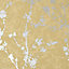 GoodHome Wavendon Yellow Silver effect Sprig Textured Wallpaper