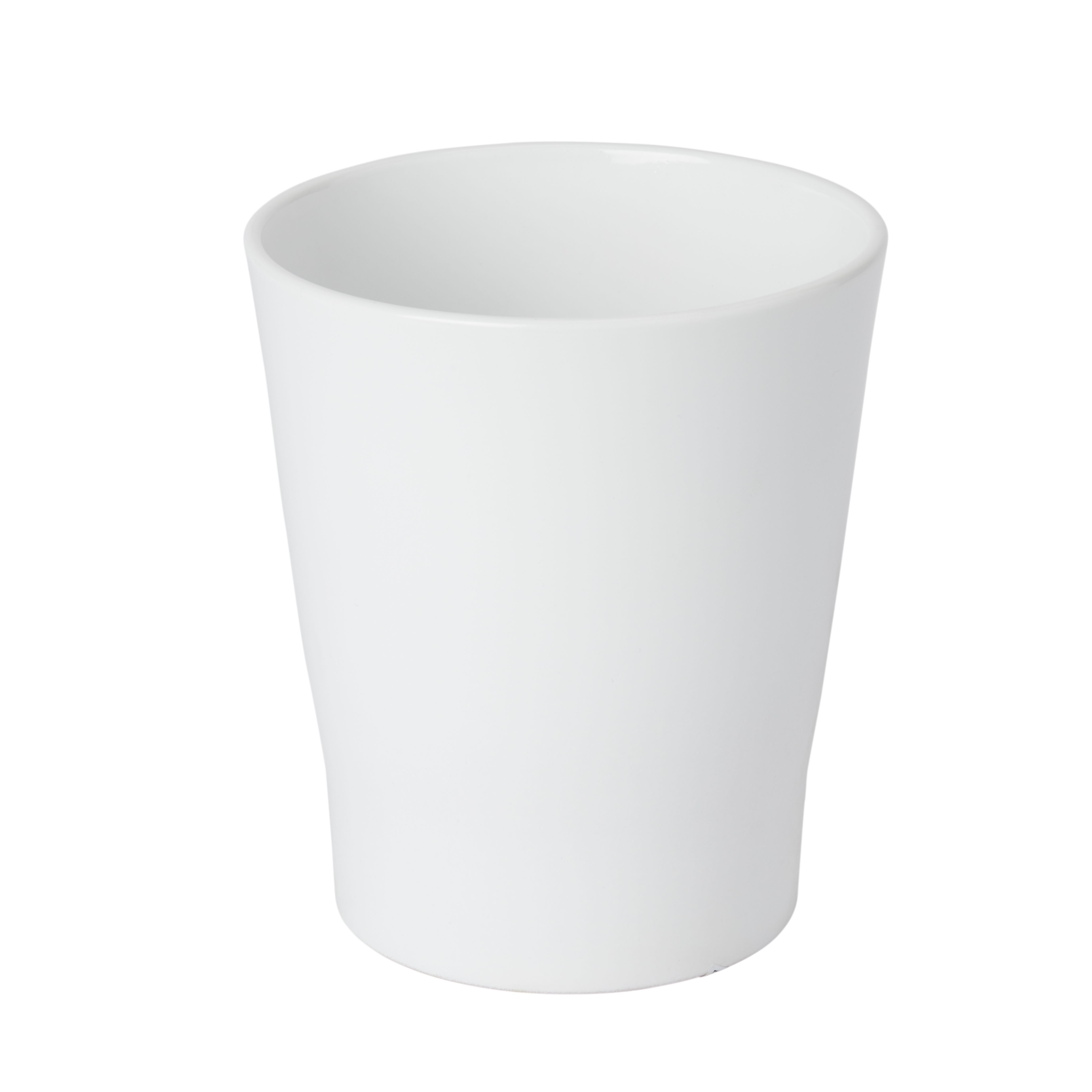 GoodHome White Ceramic Circular Plant pot (Dia) 13.6cm, (H)15.5cm, 1.3L