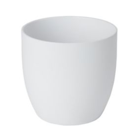 GoodHome White Ceramic Circular Plant pot (Dia) 16.2cm, (H)15cm, 2.1L