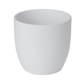 GoodHome White Ceramic Circular Plant pot (Dia) 19.2cm, (H)18.5cm, 4L