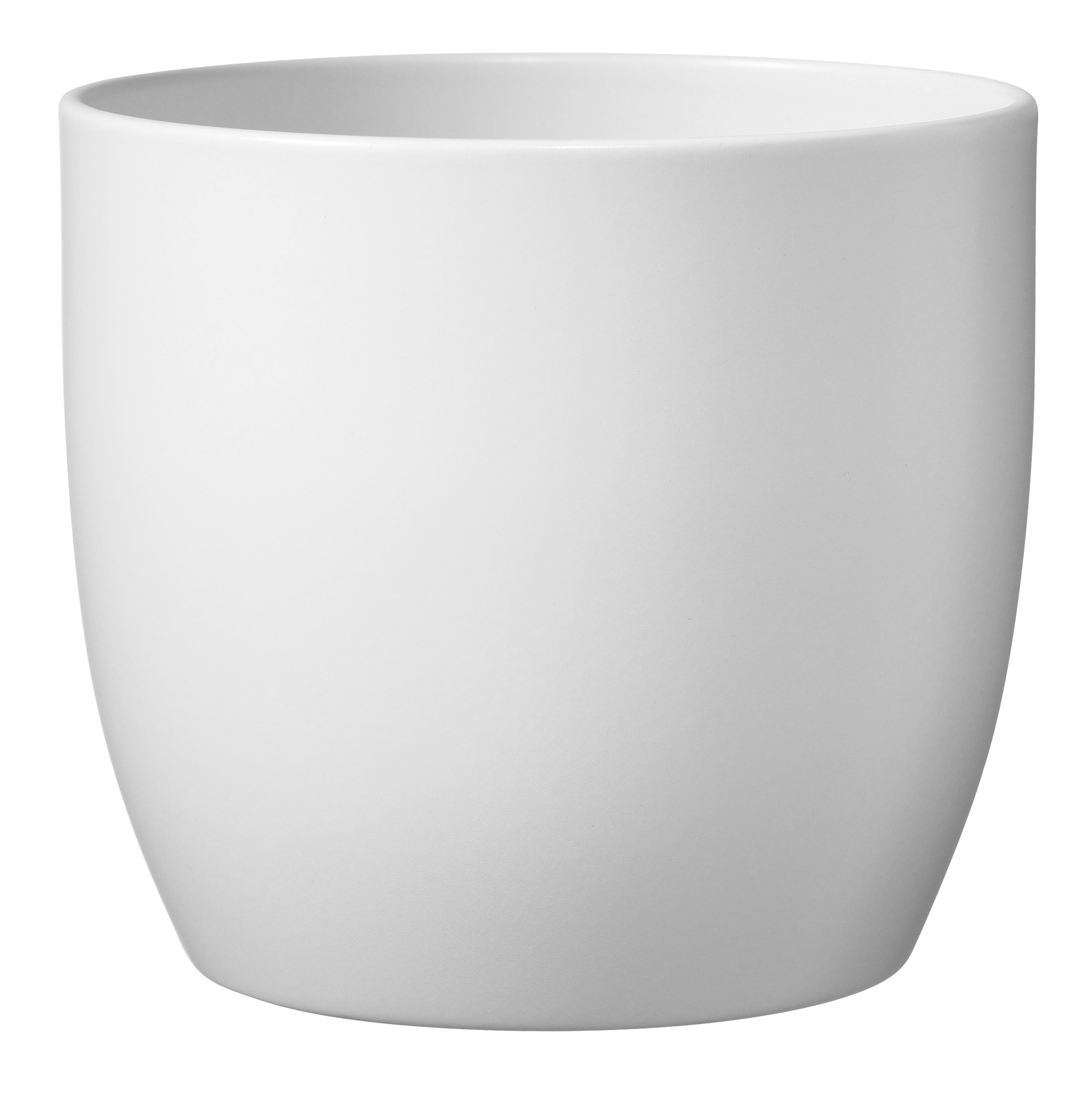 GoodHome White Ceramic Round Plant pot (Dia) 21.5cm, (H)20.5cm, 5.3L