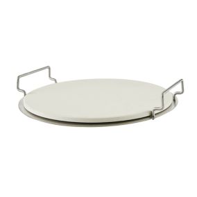 GoodHome White Ceramic & stainless steel Pizza stone