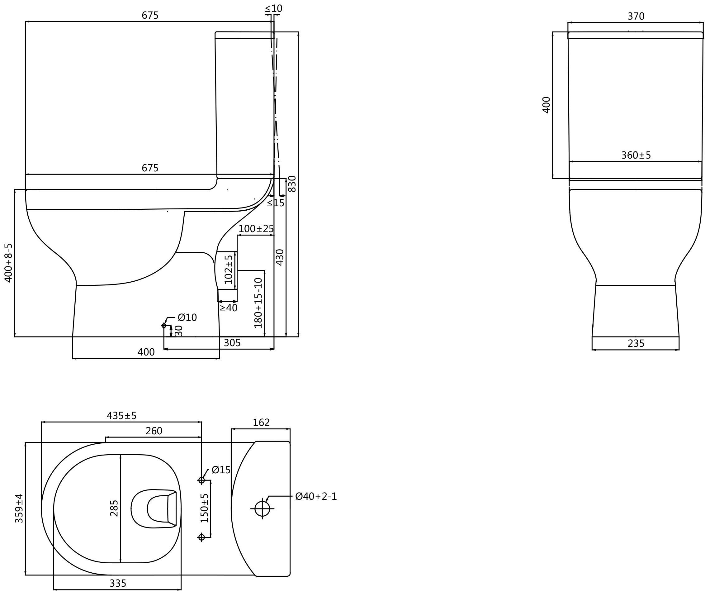 GoodHome White Close-coupled Floor-mounted Toilet & full pedestal basin (W)370mm (H)830mm