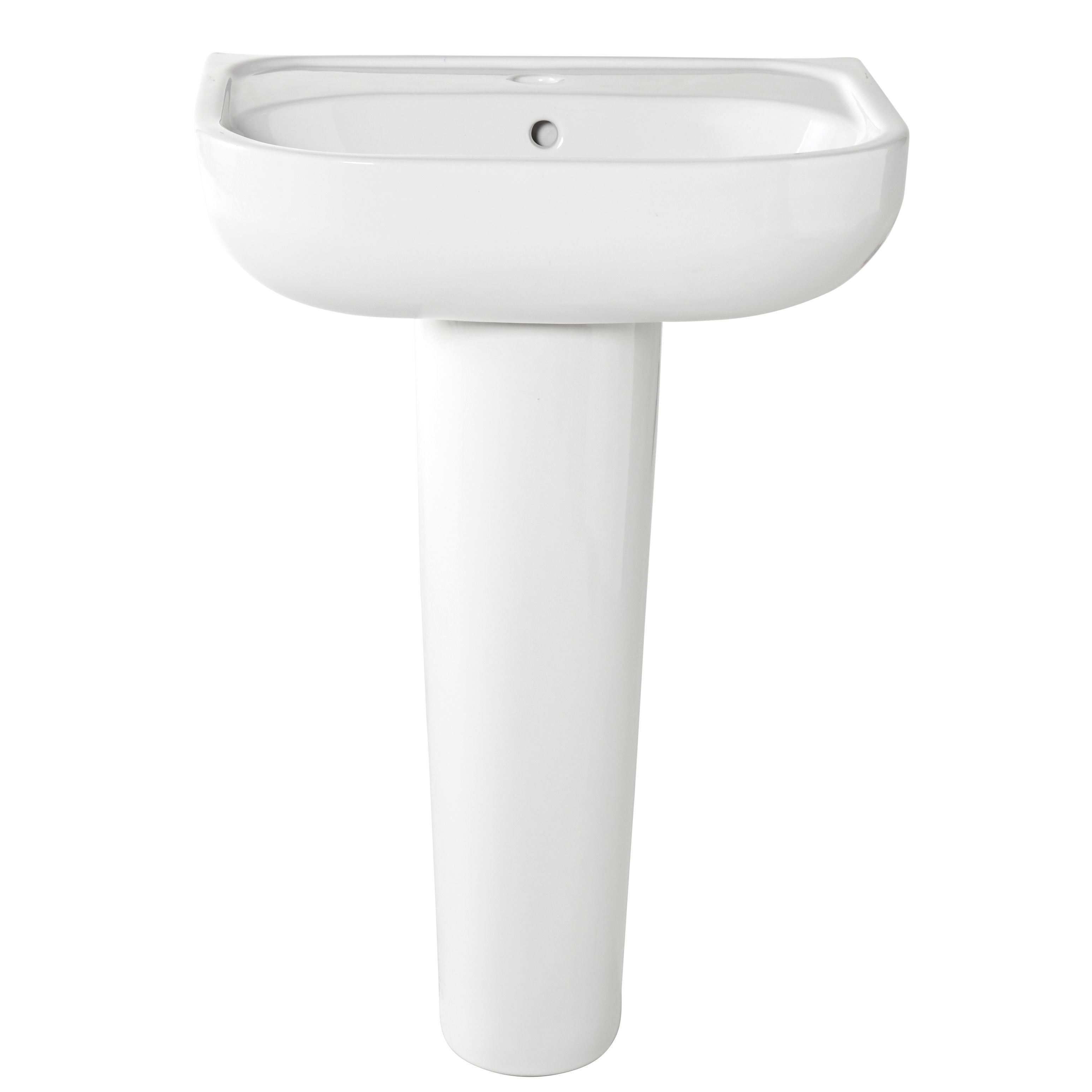 GoodHome White Close-coupled Floor-mounted Toilet & full pedestal basin (W)370mm (H)830mm