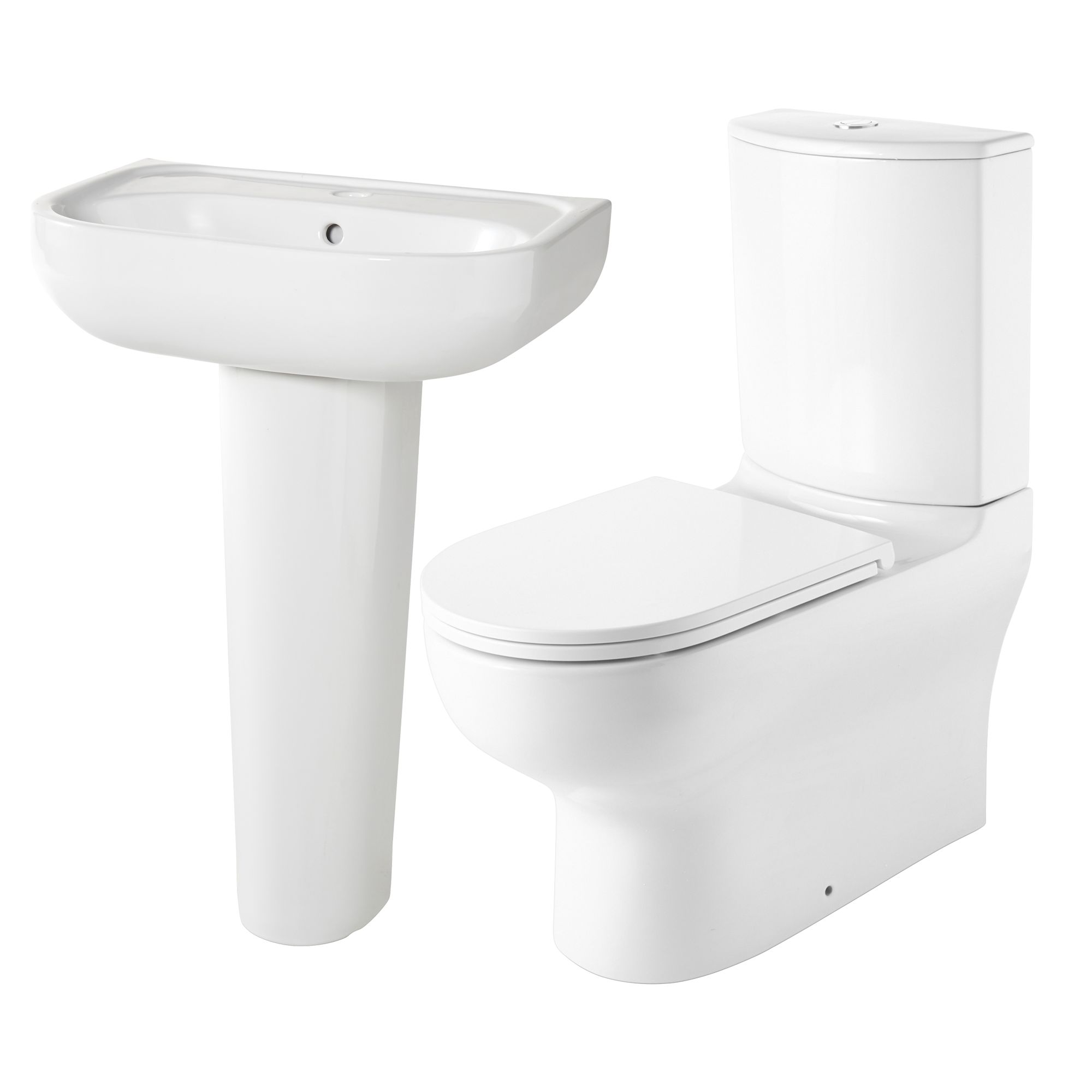 GoodHome White Closed back close-coupled Floor-mounted Toilet & full pedestal basin (W)370mm (H)830mm