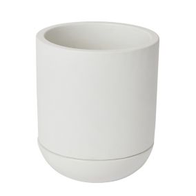 GoodHome White Concrete Cylindrical Plant pot (Dia) 15.4cm, (H)18cm, 2L