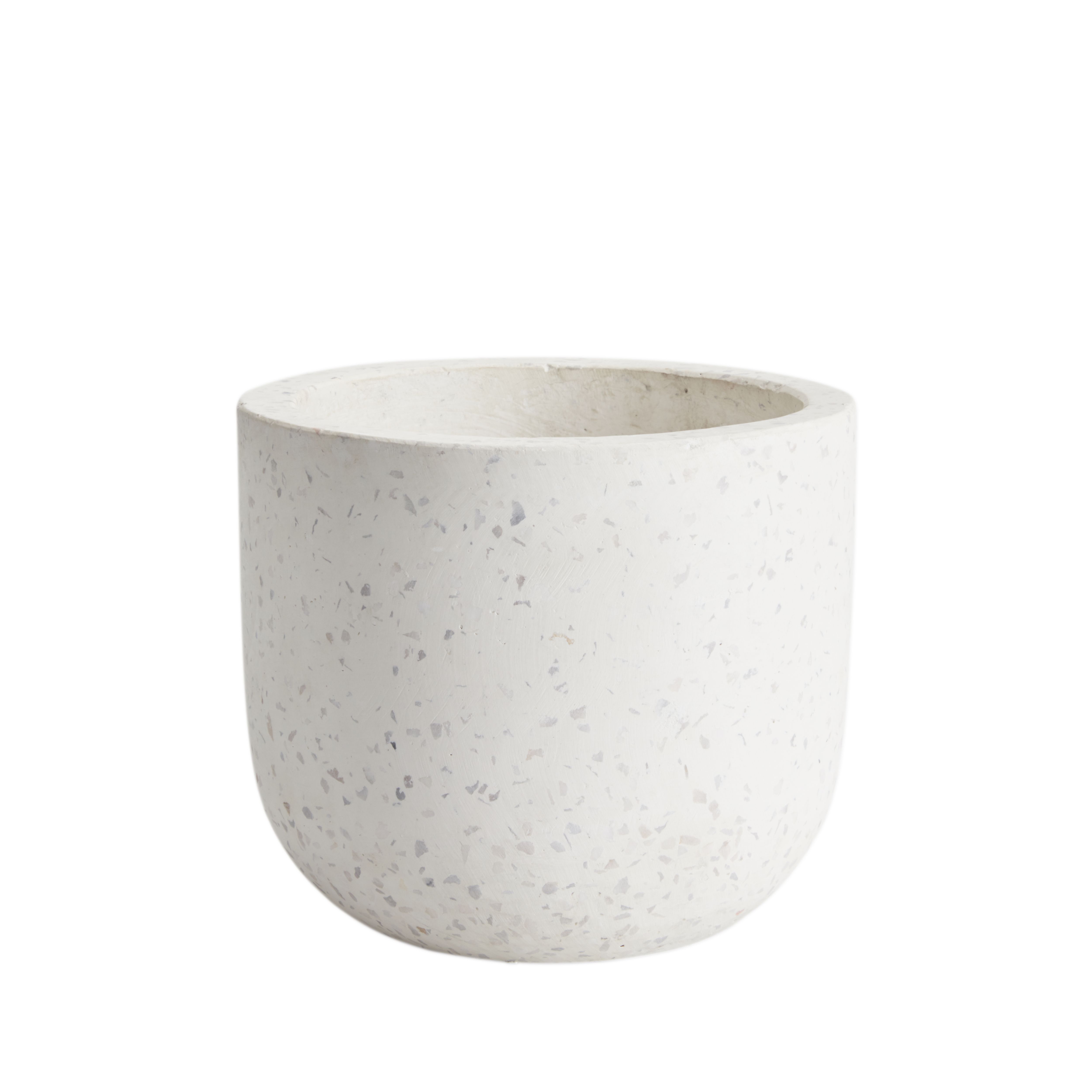 GoodHome White Speckled Circular Plant pot (Dia) 16.2cm, (H)14cm, 2.3L