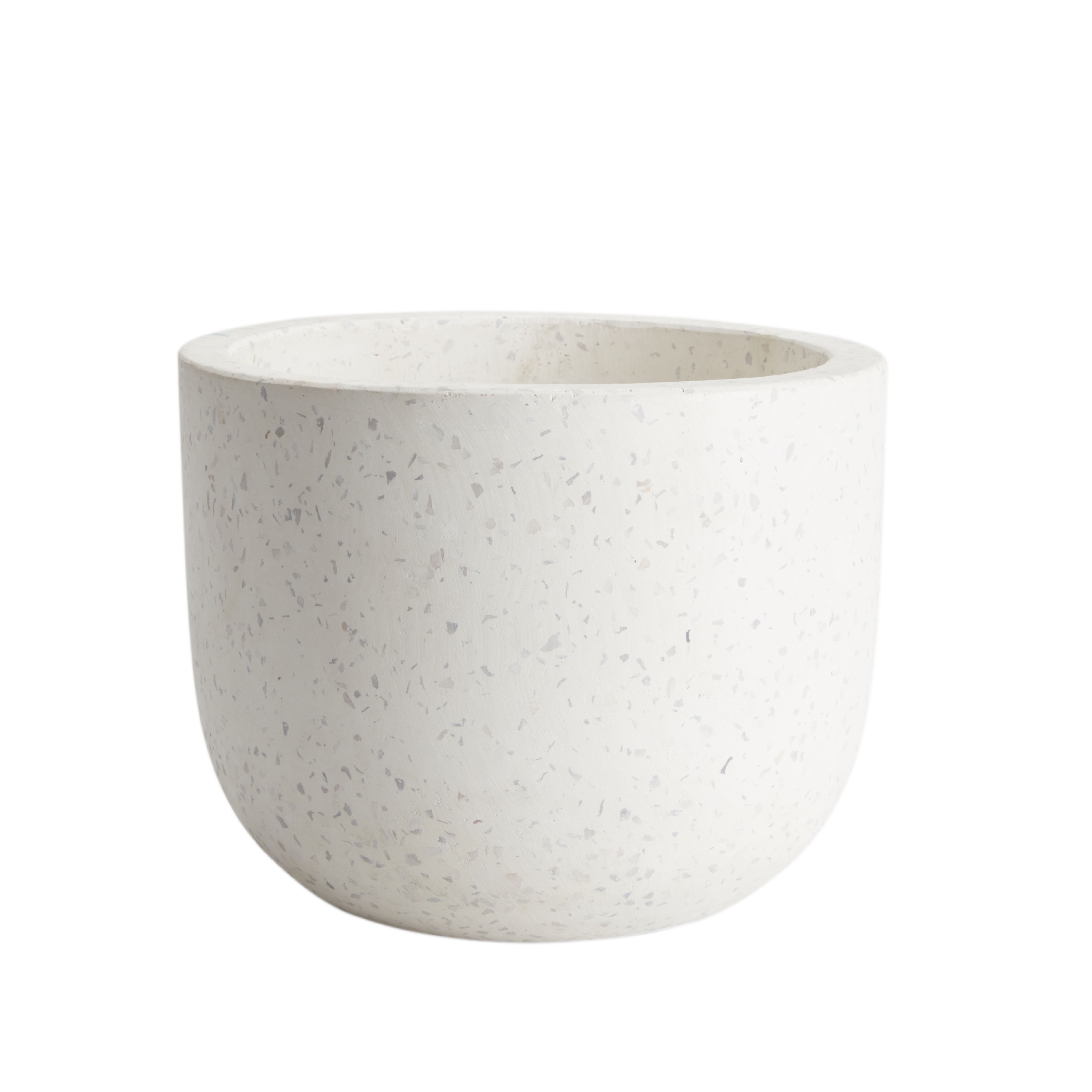 GoodHome White Speckled Circular Plant pot (Dia) 21cm, (H)16.5cm, 5.34L