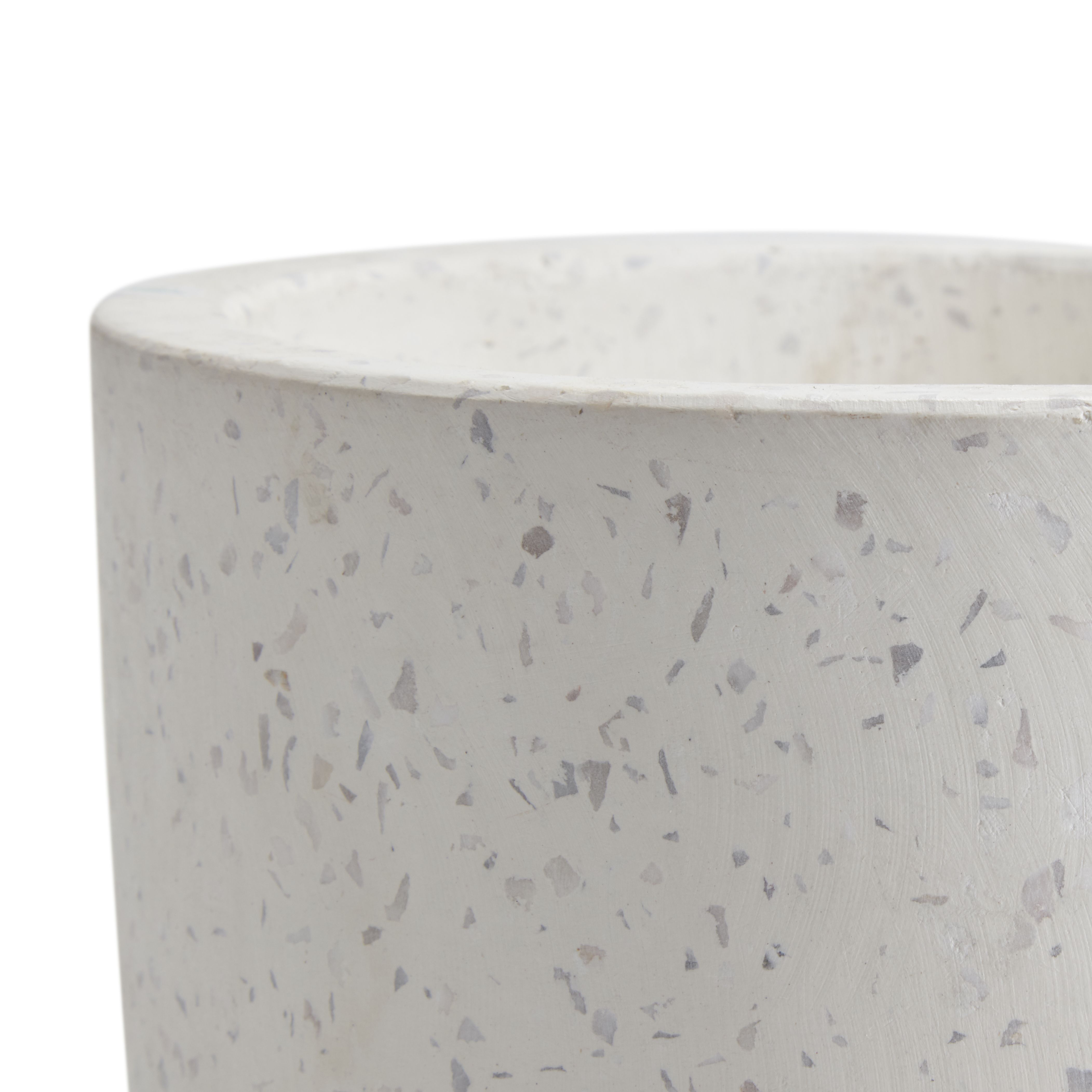 GoodHome White Speckled Circular Plant pot (Dia) 21cm, (H)16.5cm, 5.34L