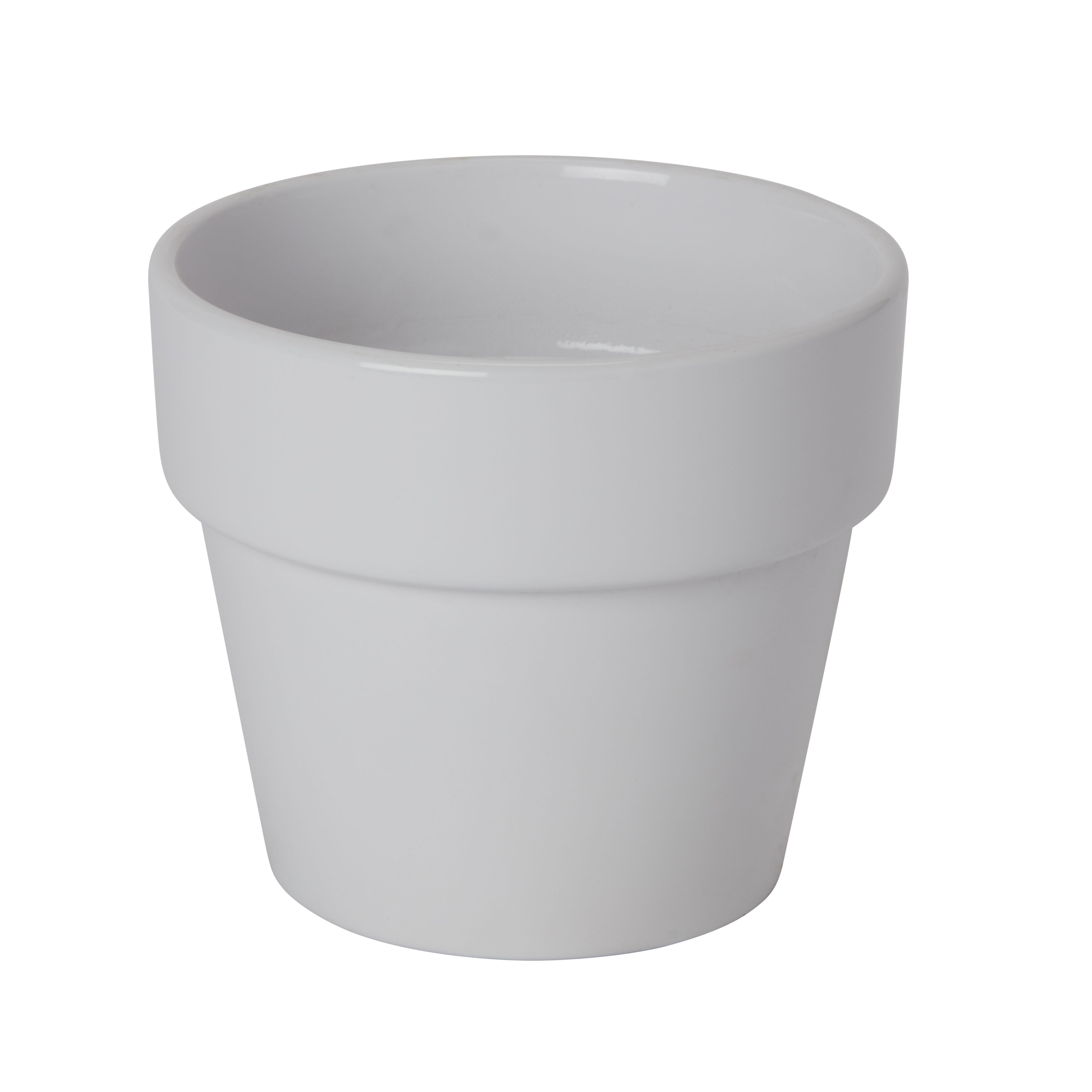 Goodhome White Terracotta Circular Plant Pot (dia)12.6cm 