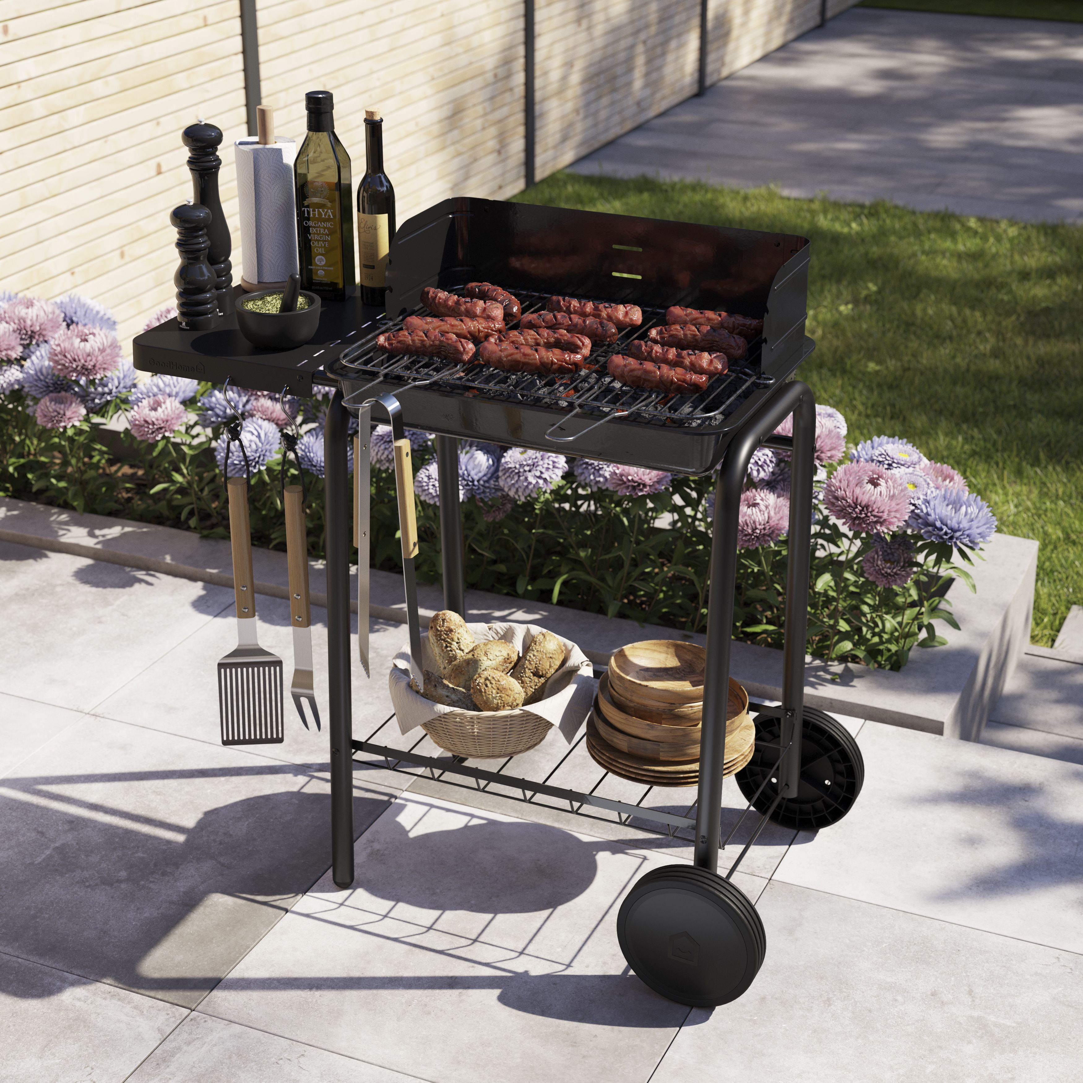 GoodHome Willacy Black Charcoal BBQ - 7