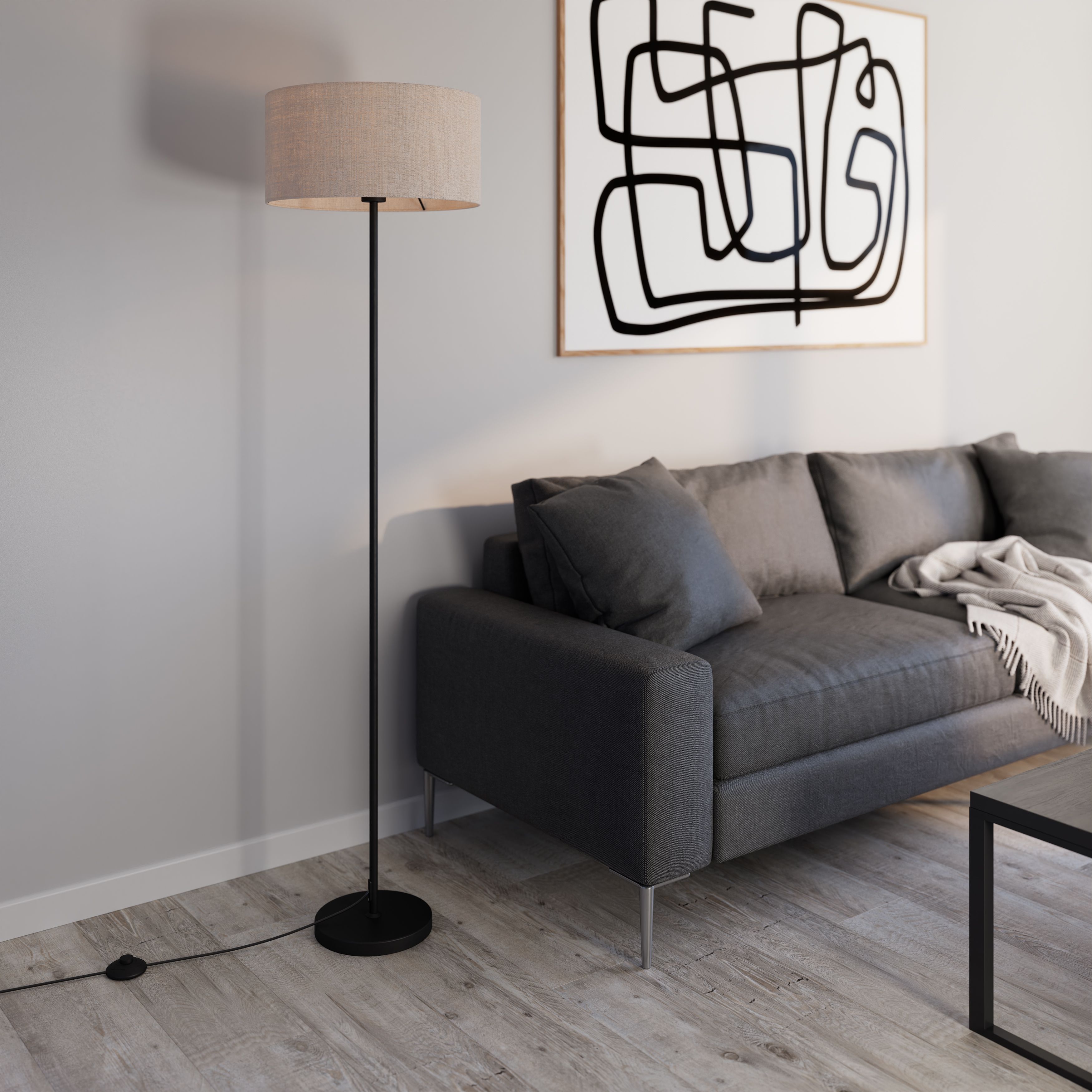 GoodHome Willet Matt Black Floor lamp base