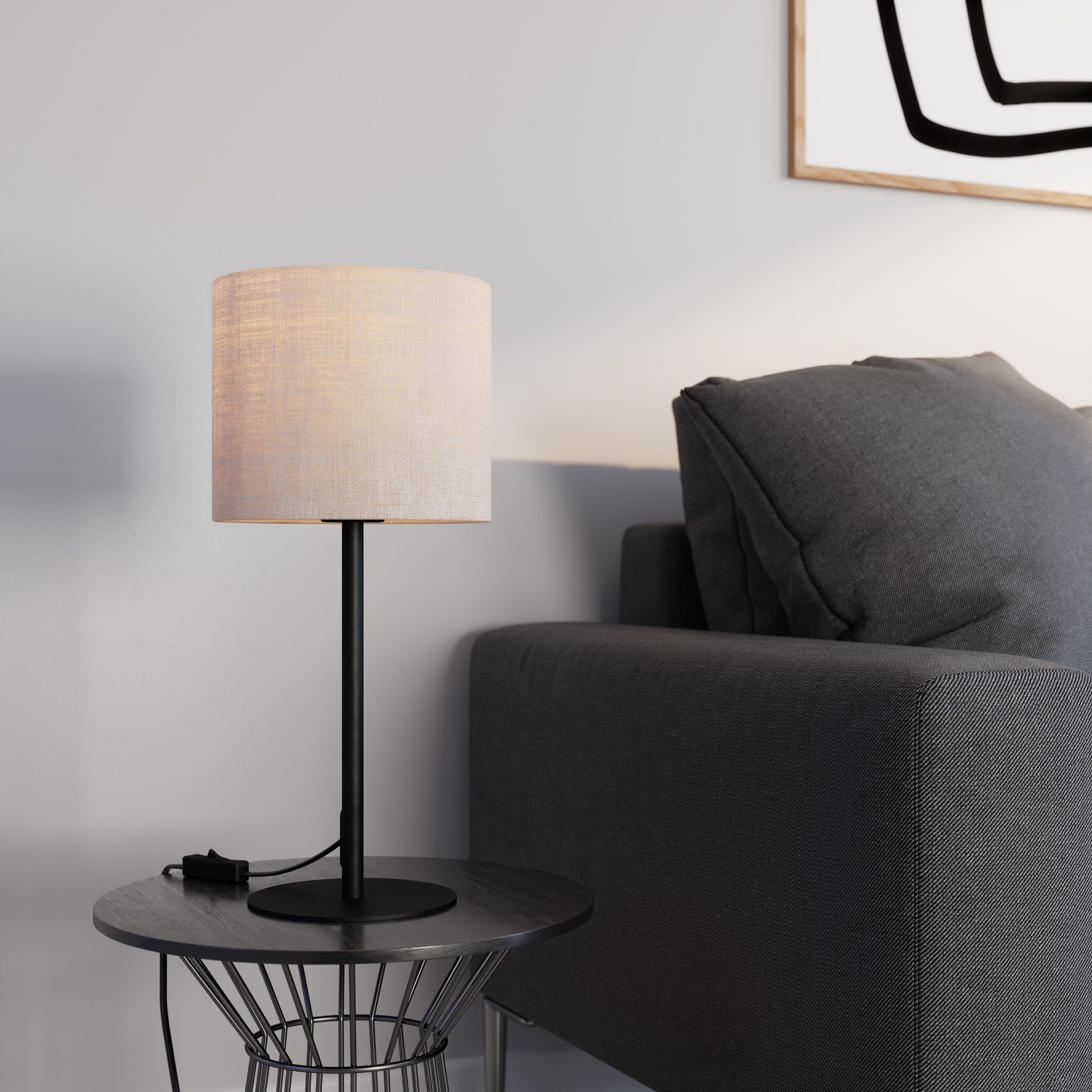 GoodHome Willet Round Matt Black Table lamp base