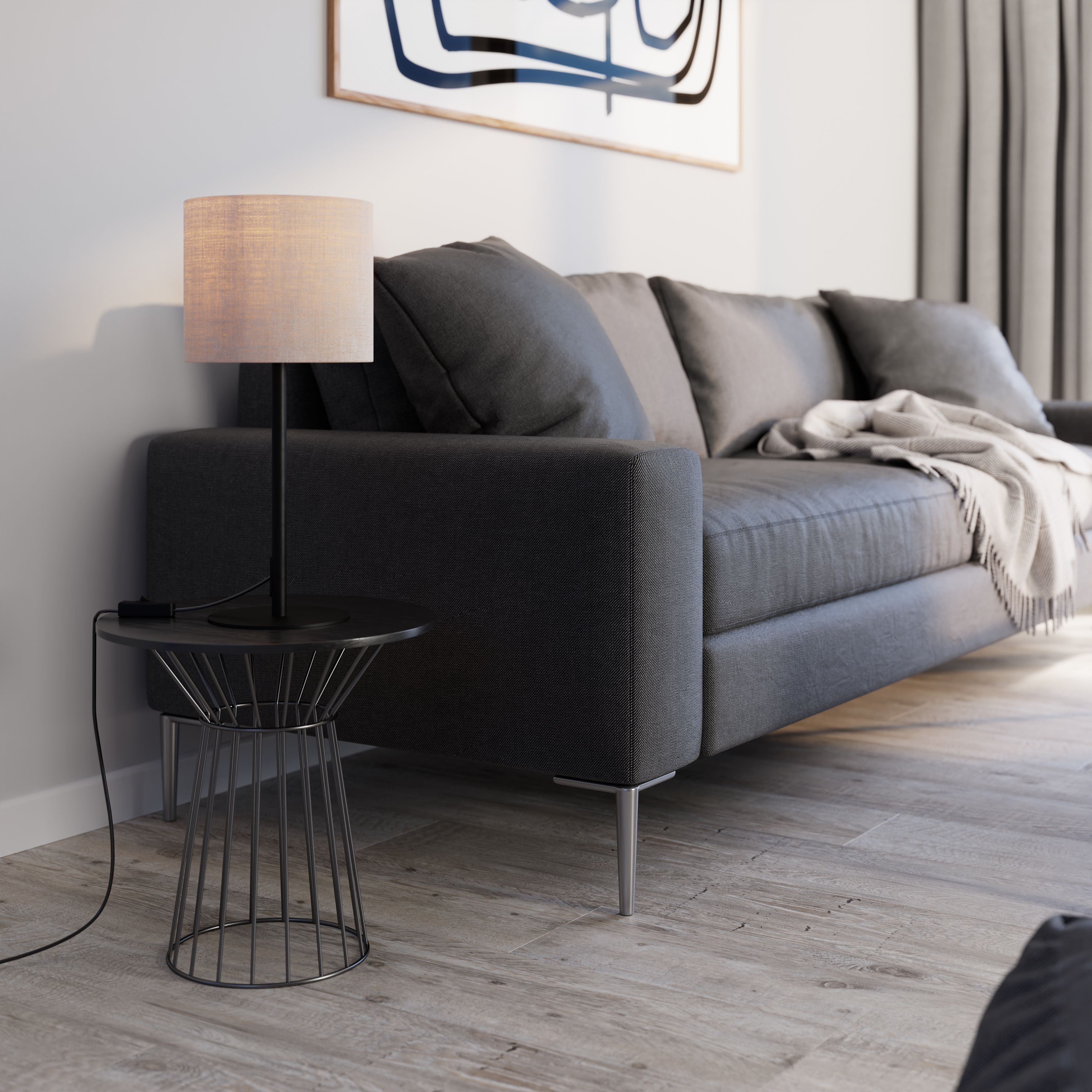 GoodHome Willet Round Matt Black Table lamp base