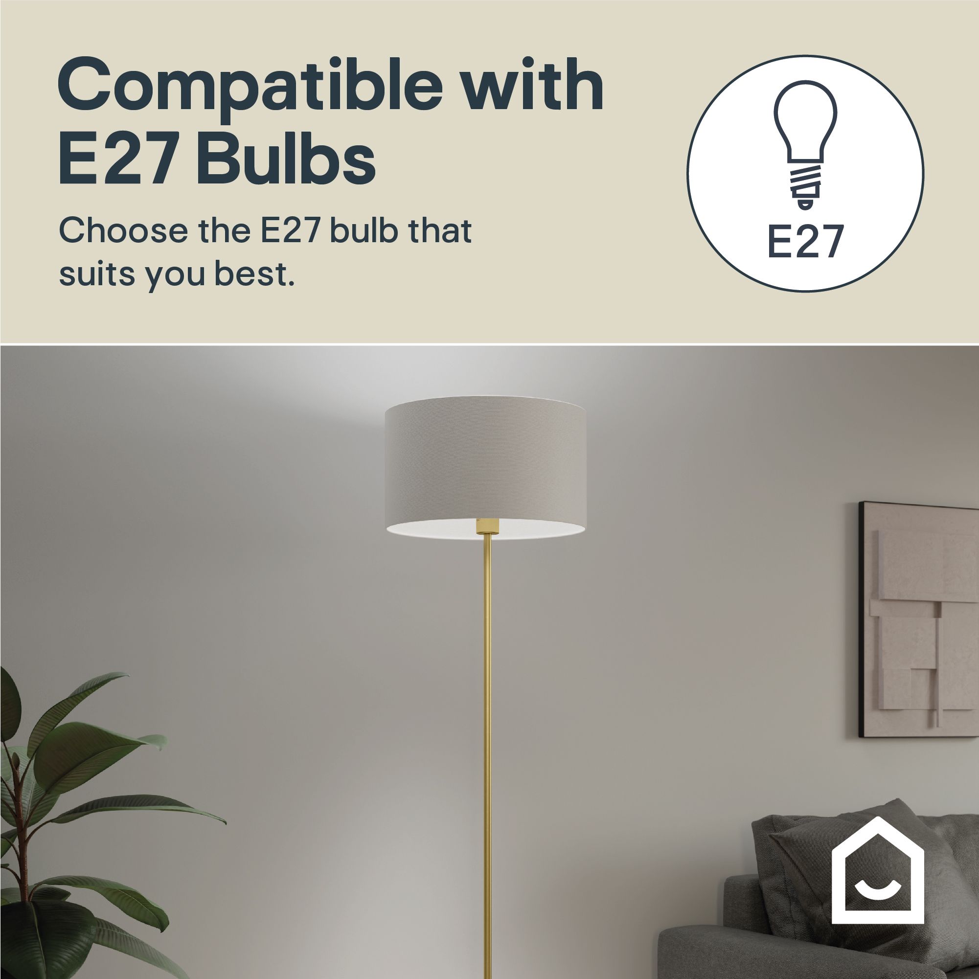 GoodHome Willet Satin Brass effect Floor lamp base