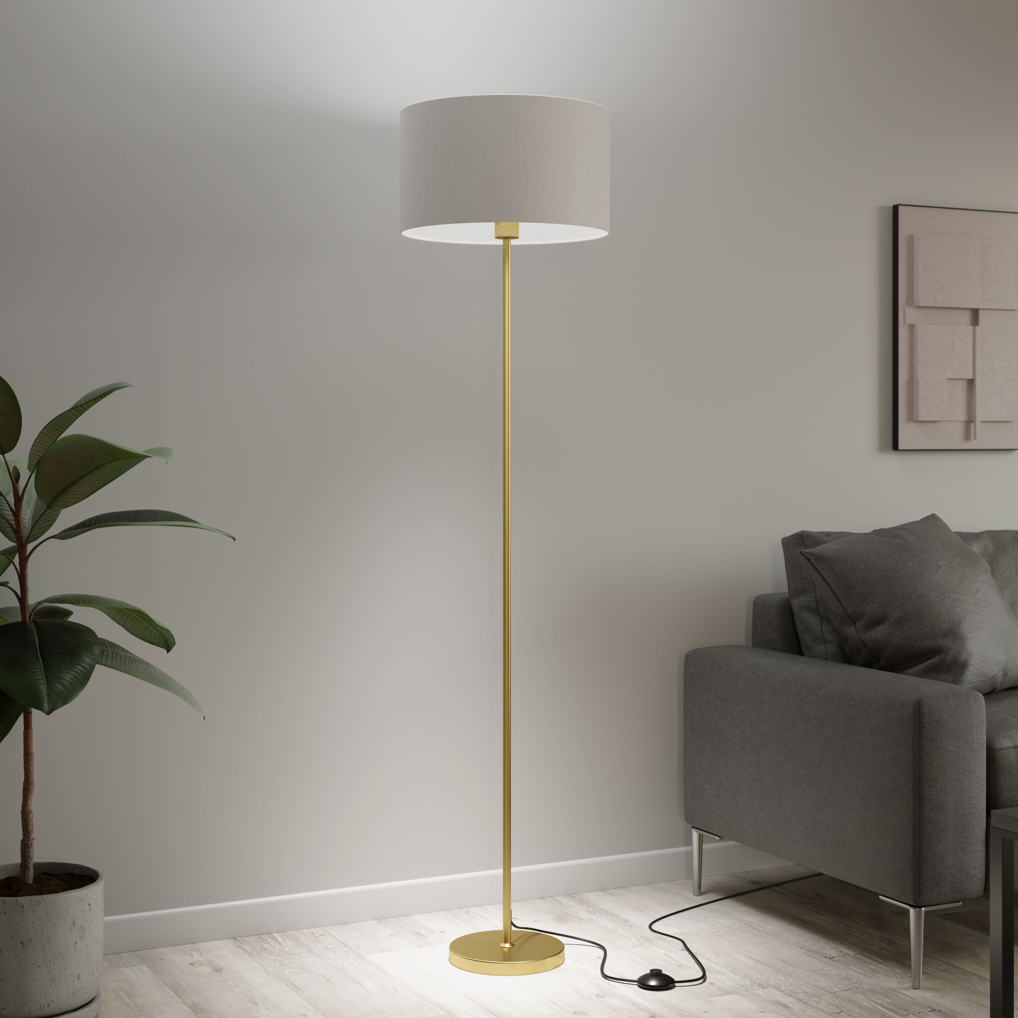GoodHome Willet Satin Brass effect Floor lamp base
