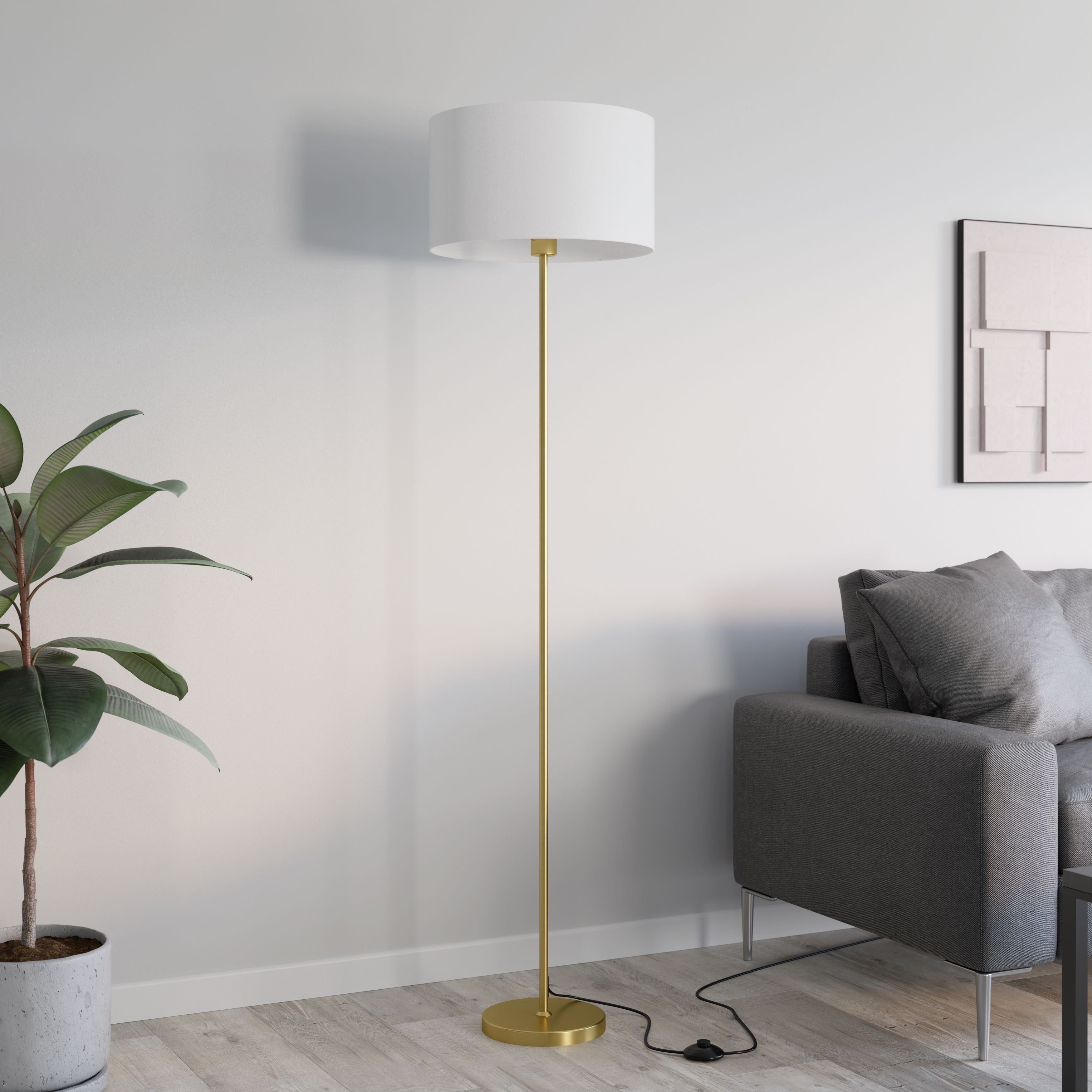 GoodHome Willet Satin Brass effect Floor lamp base