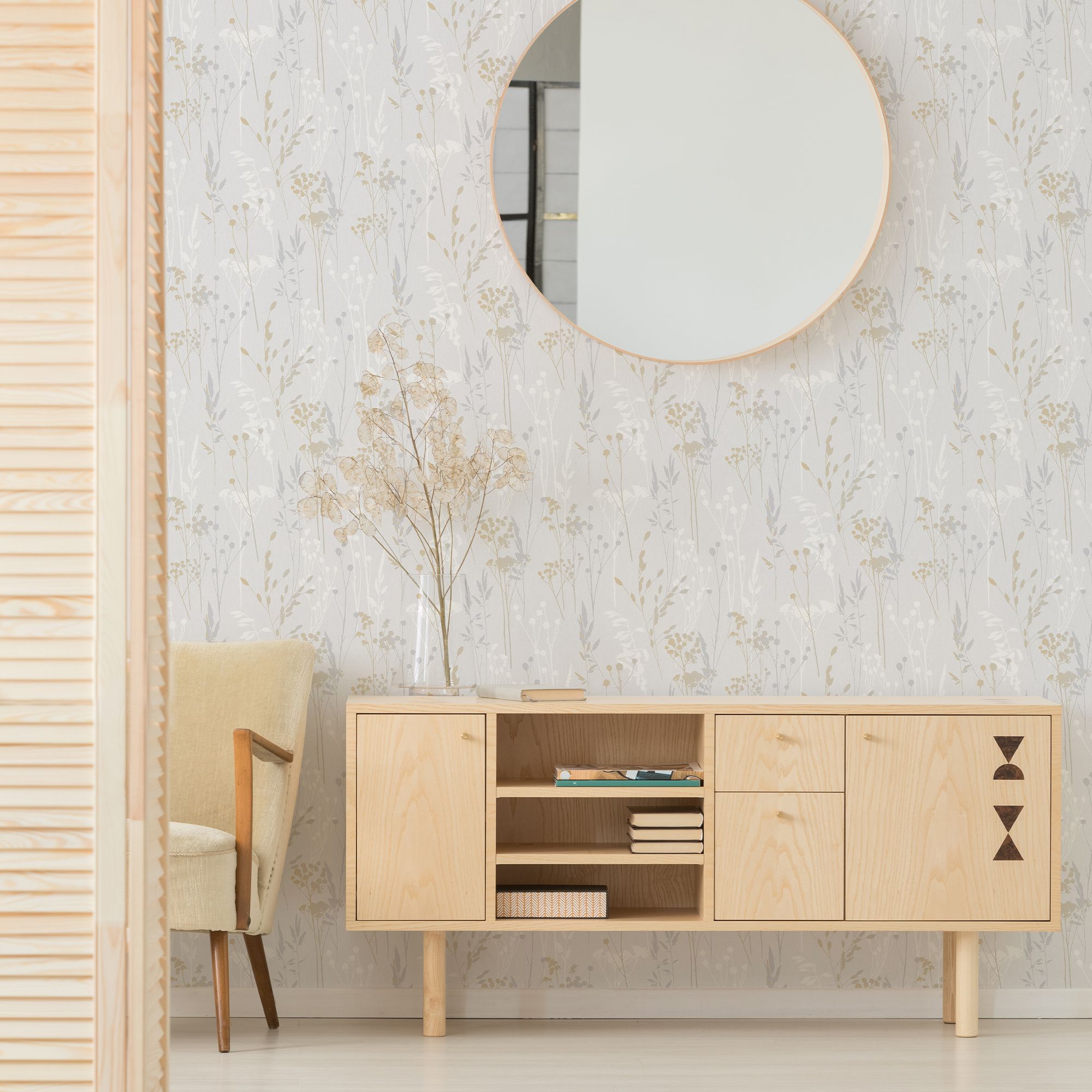 GoodHome Willot Grey Leaf Textured Wallpaper - 4