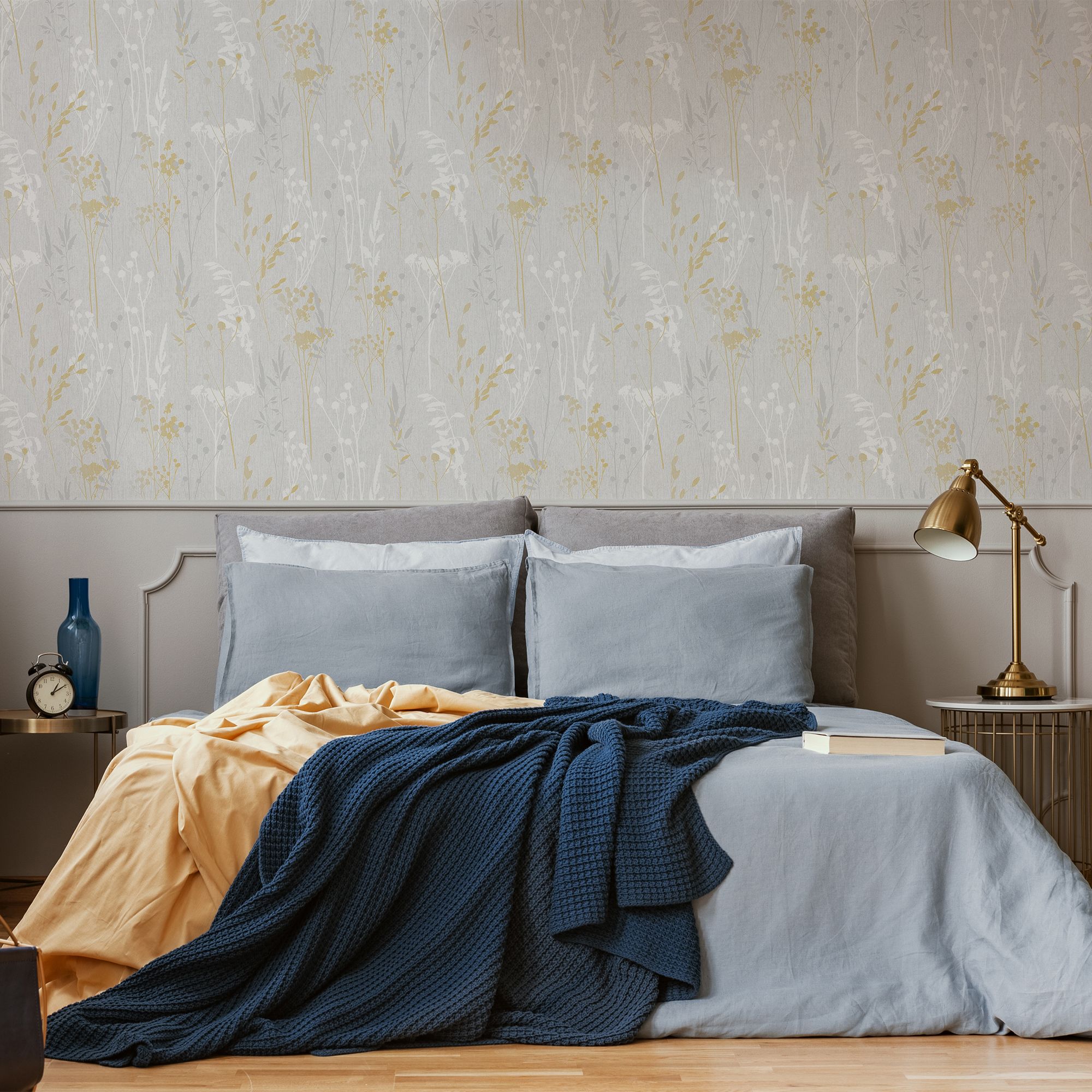 GoodHome Willot Grey Leaf Textured Wallpaper - 5