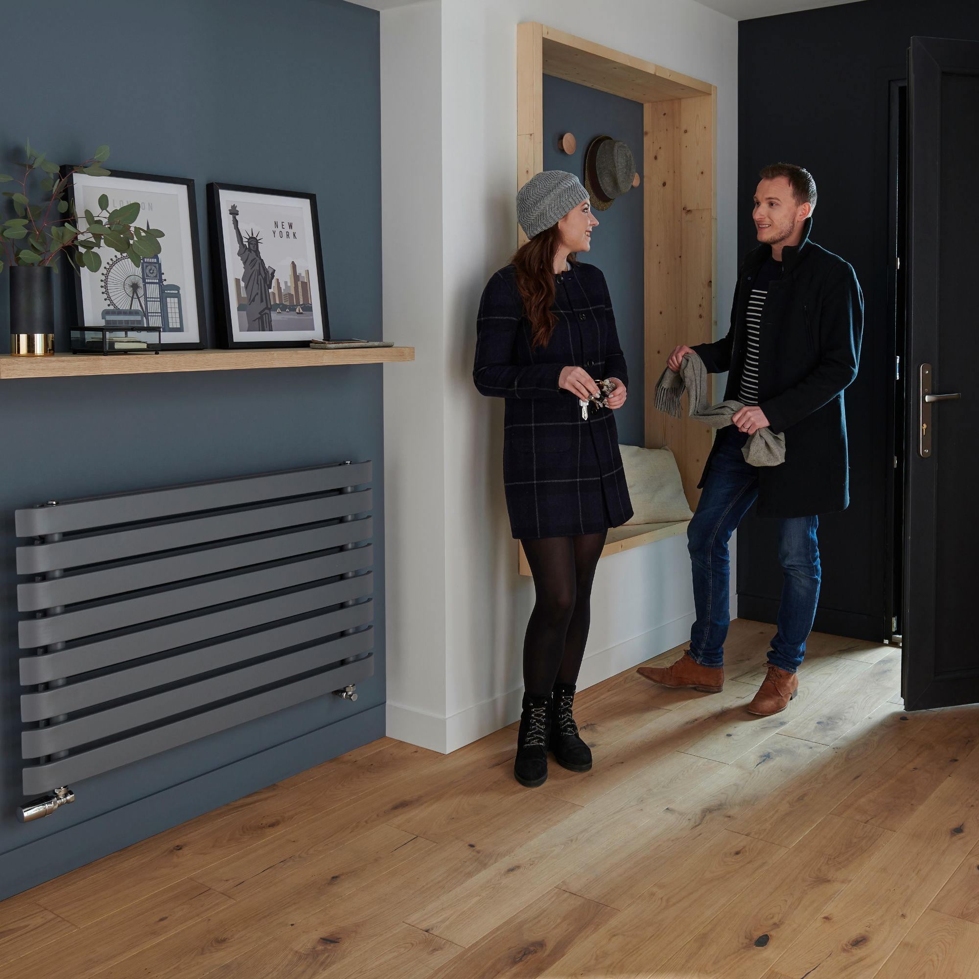 GoodHome Wilsona CH6201000SG Grey Hydronic Horizontal Designer 2064BTU Radiator, (W)1000mm x (H)620mm