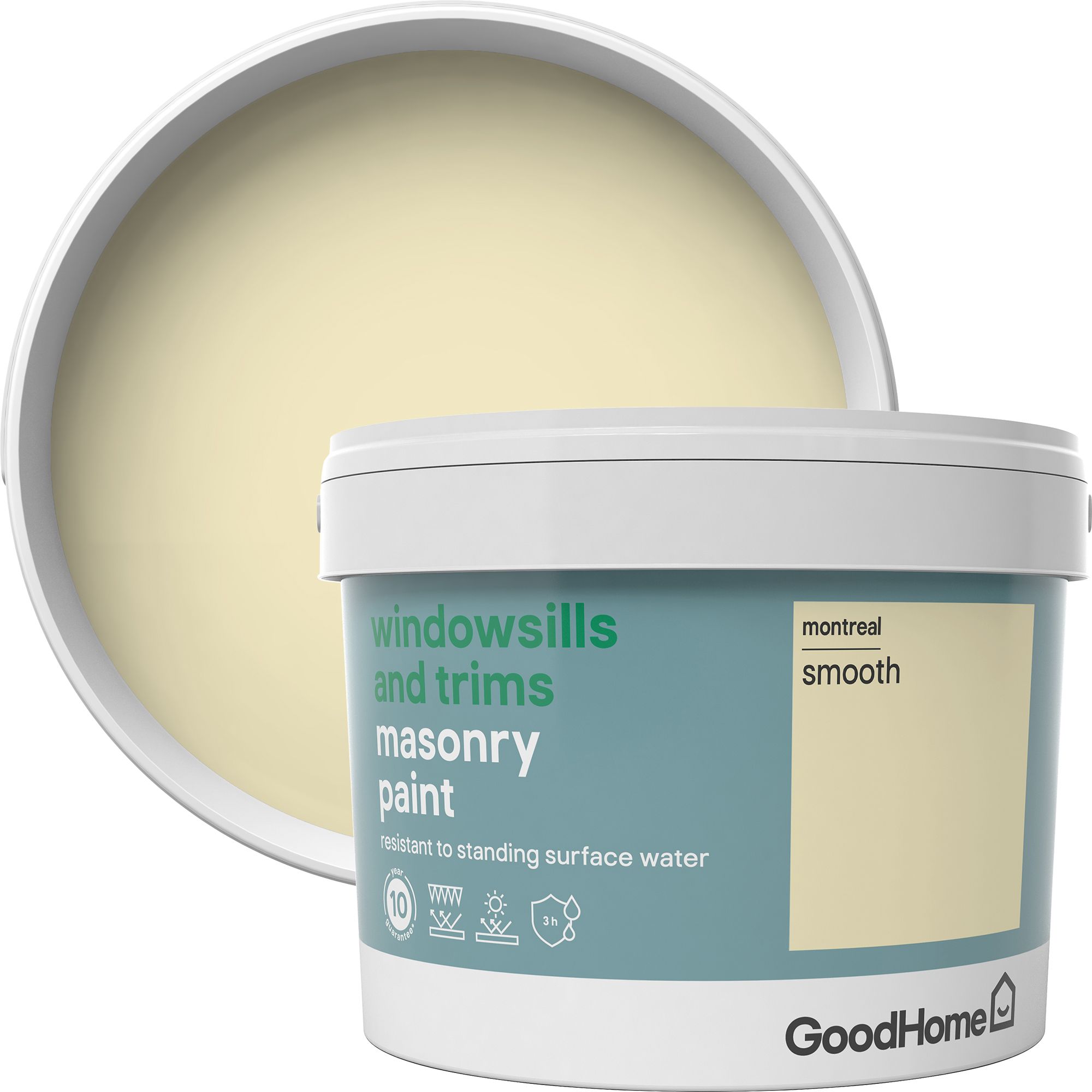 GoodHome Windowsills & trims Montreal Smooth Matt Masonry paint, 2.5L