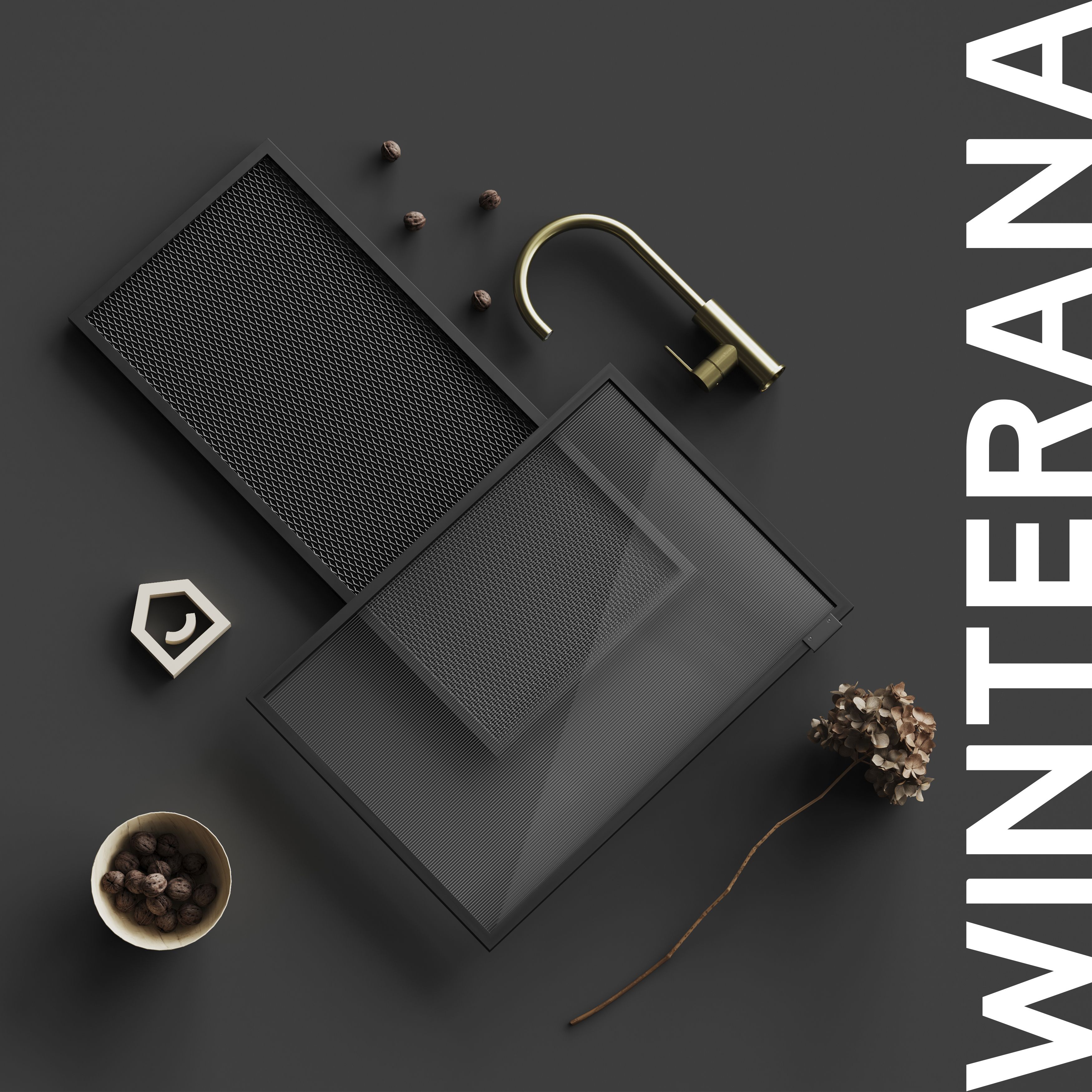 GoodHome Winterana Matt black Bridging Cabinet door (W)600mm (H)356mm (T)20mm